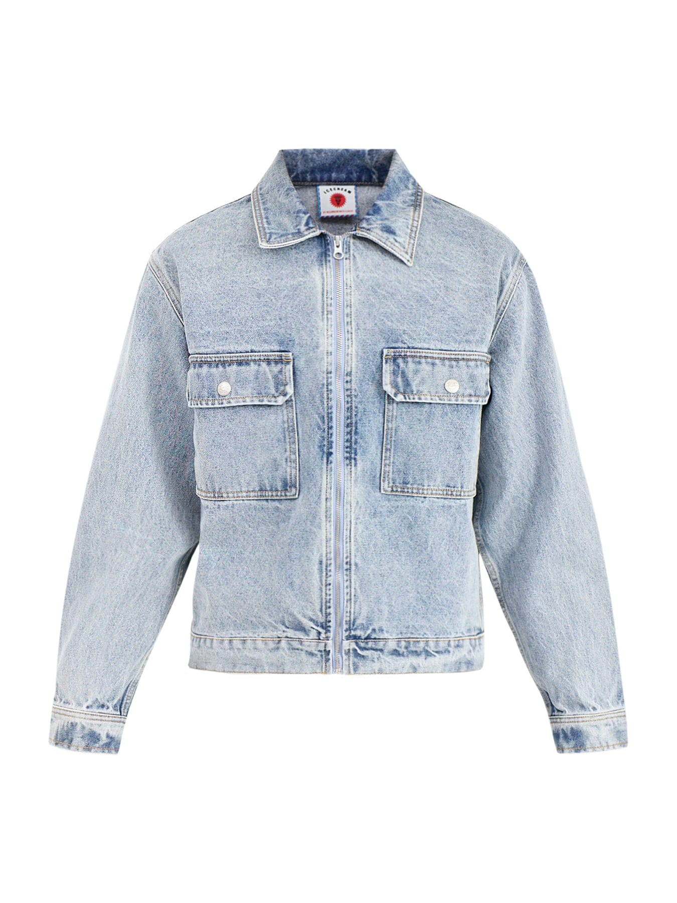 Icecream Applique Running Dog Denim Jacket Blue