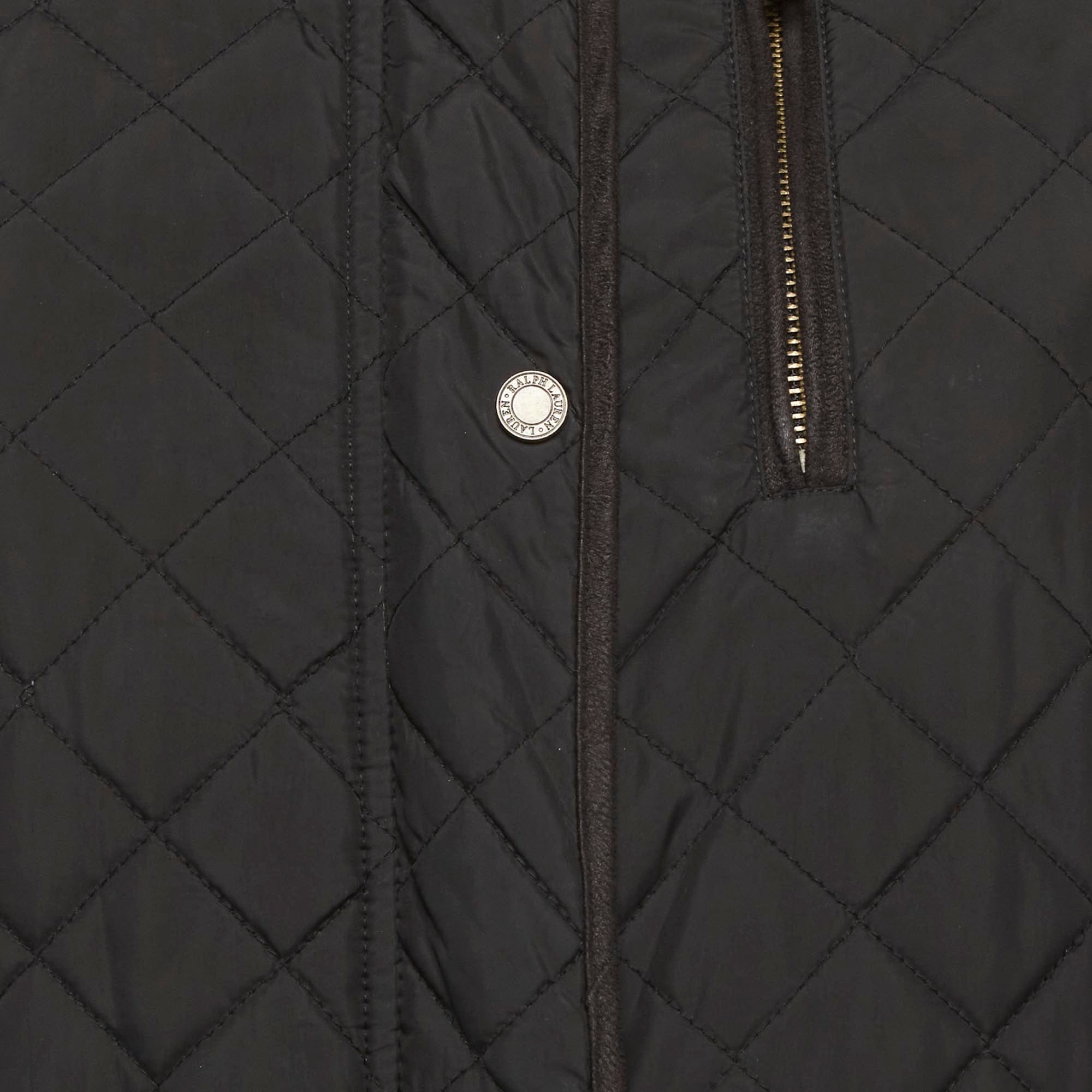 Lauren Ralph Lauren Black Synthetic Quilted Hooded Jacket