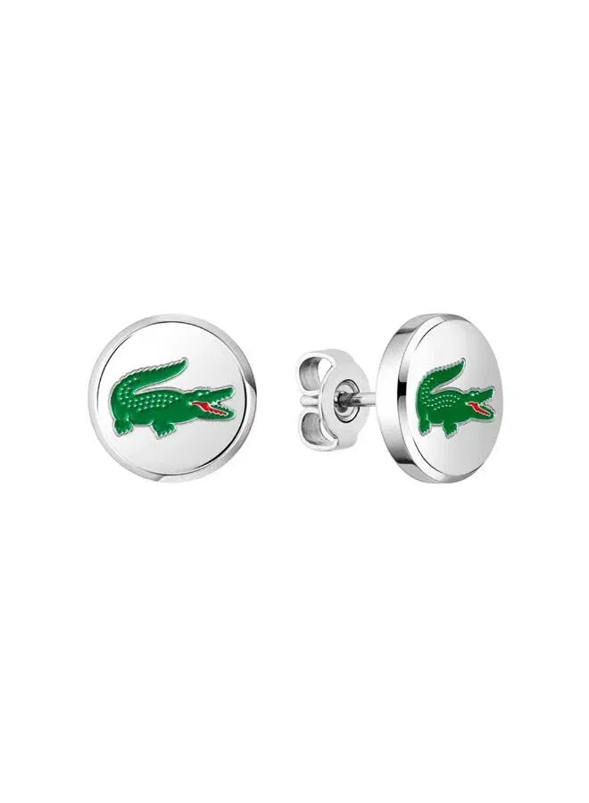 Lacoste ARTHOR Stud Earrings in Stainless Steel with Enamel Crocodile for Men | Best Price UAE