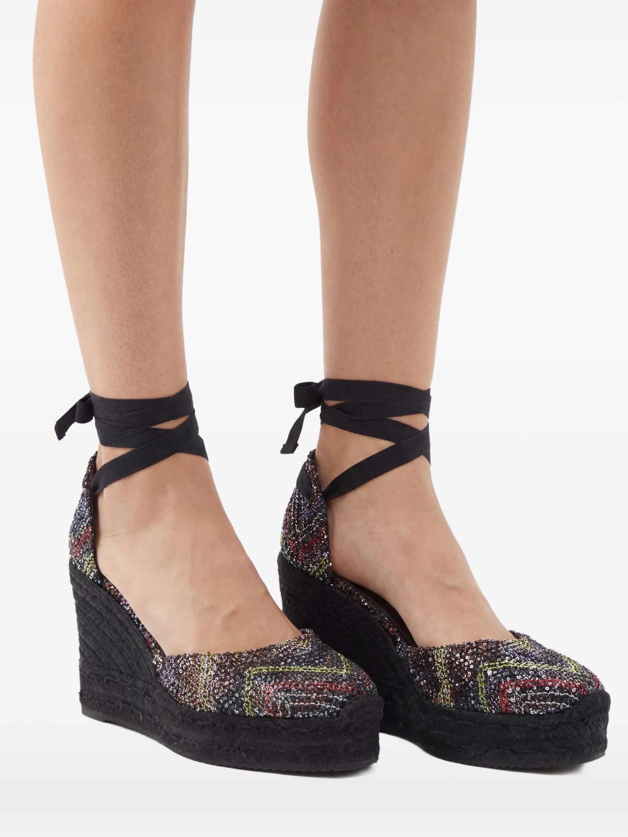 Missoni sequined wedge - heel espadrilles