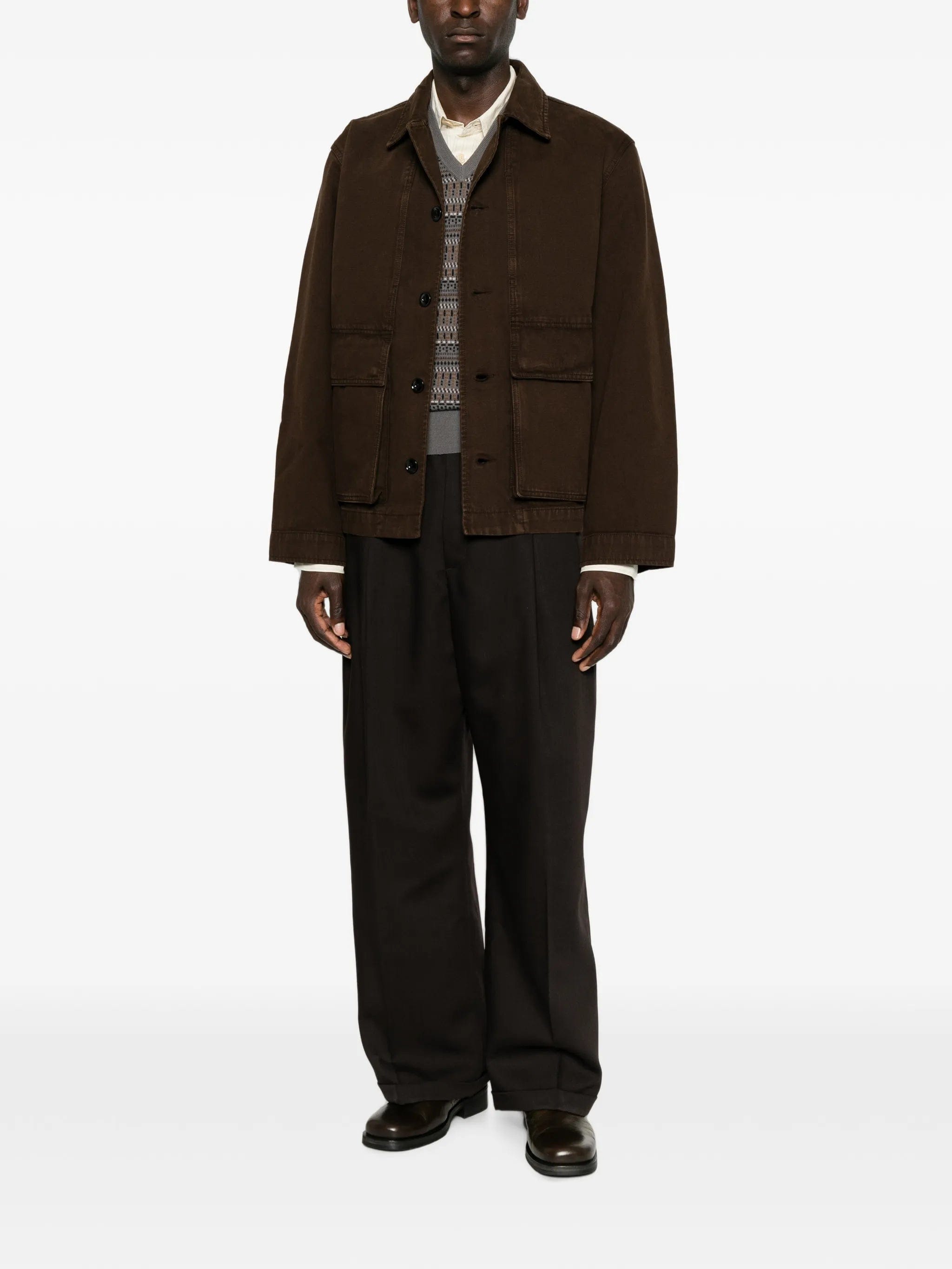 Lemaire boxy jacket in heavy garment - dyed broken twill