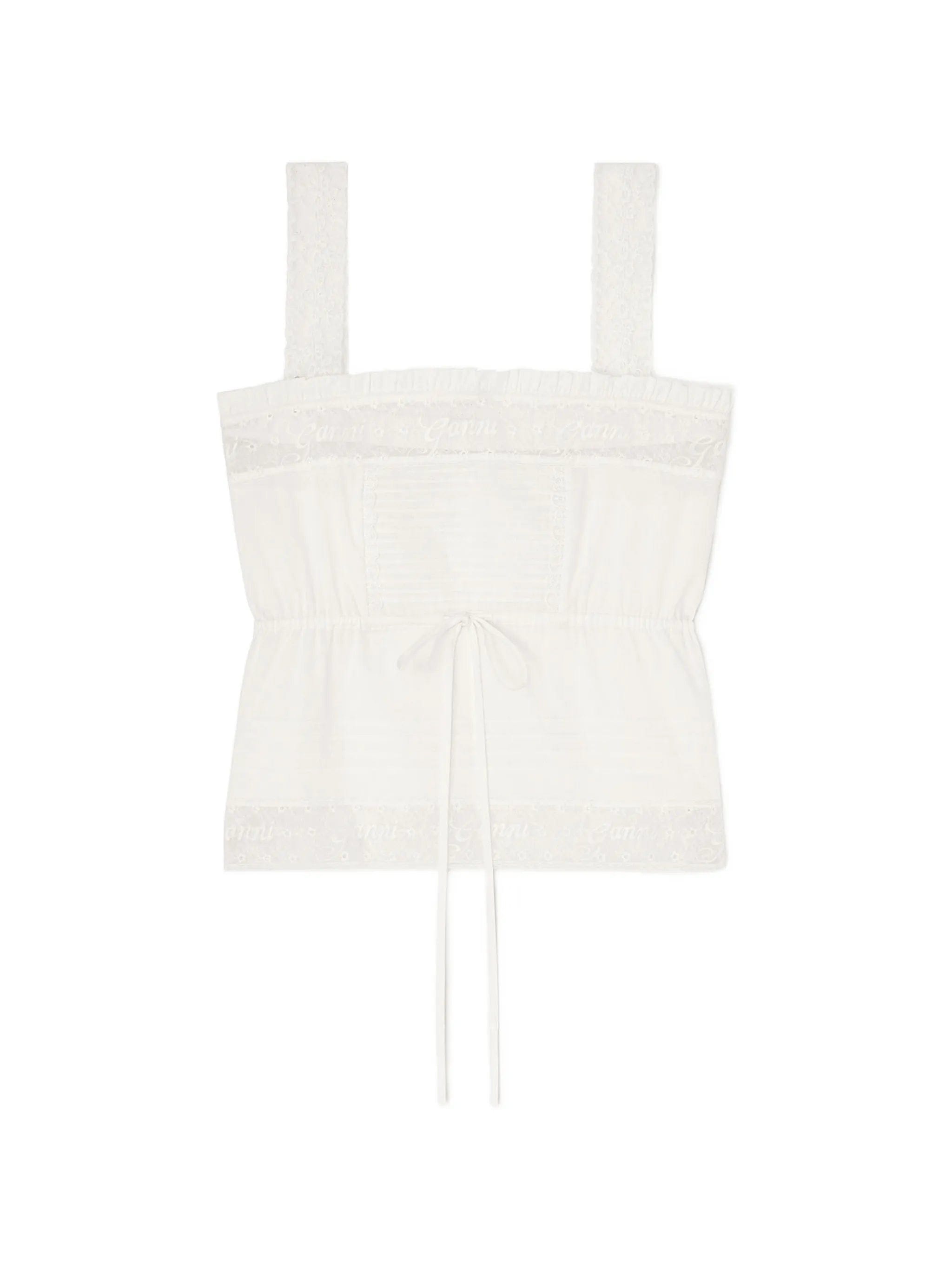 GANNI lace - trim drawstring top