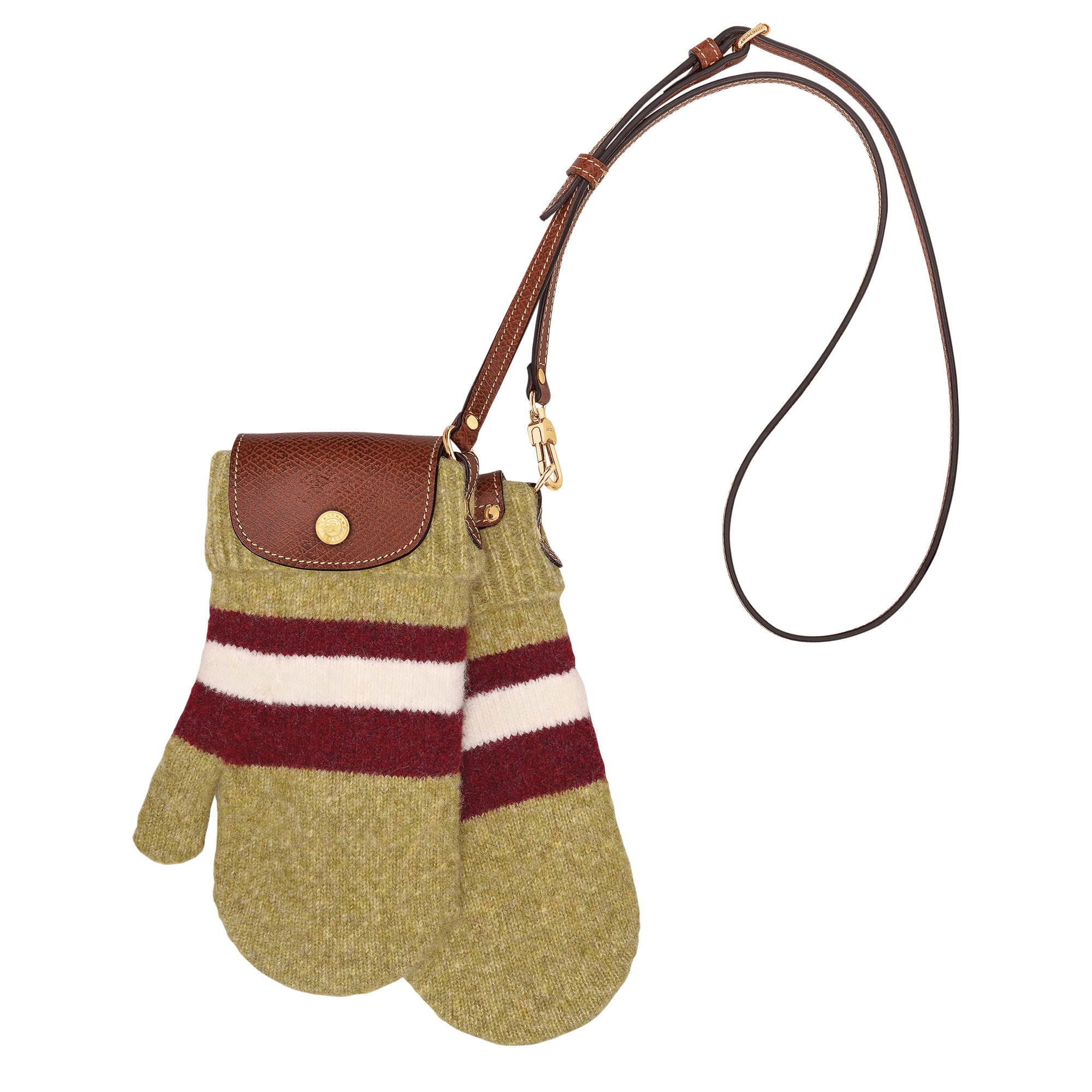 Long Champ Longchamp Le Pliage Collection Mittens bag Pistachio/Burgundy