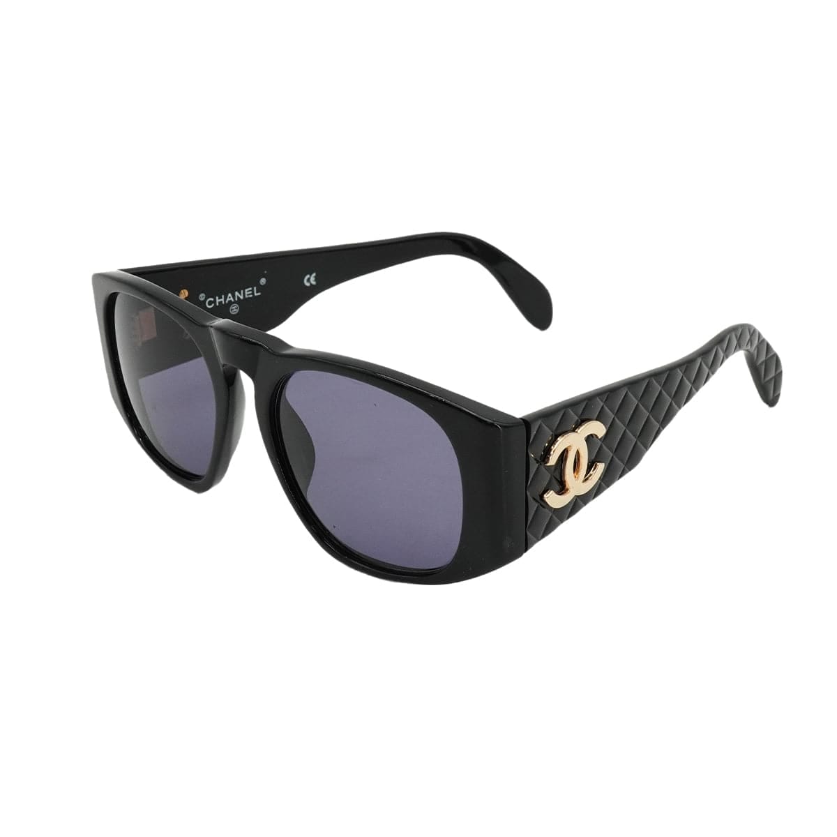 VINTAGE CHANEL COCOMARK SUNGLASSES MATELASSE BLACK EYEWEAR 90326635