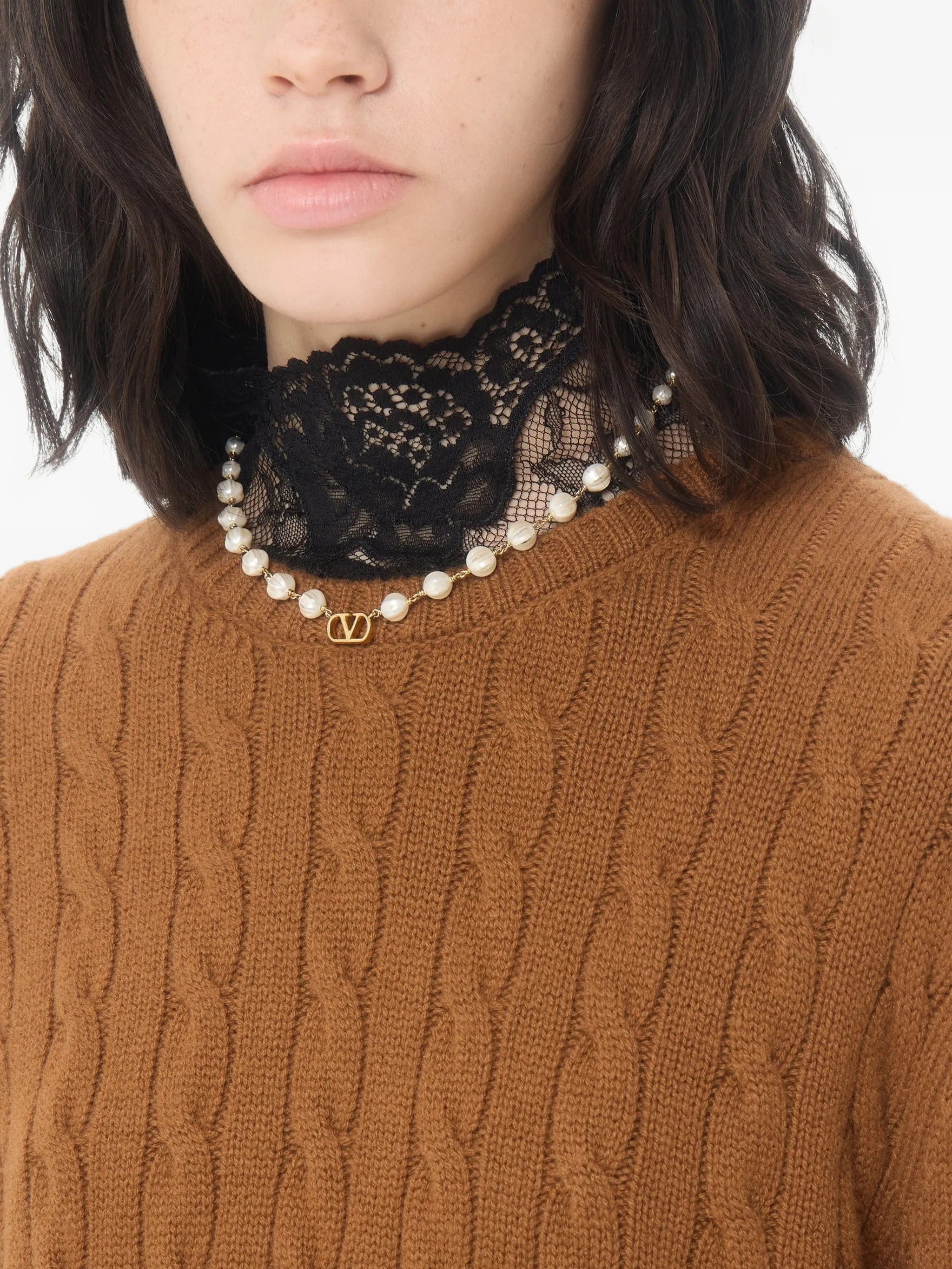 Valentino Garavani Vlogo Signature necklace in metal and glass beads