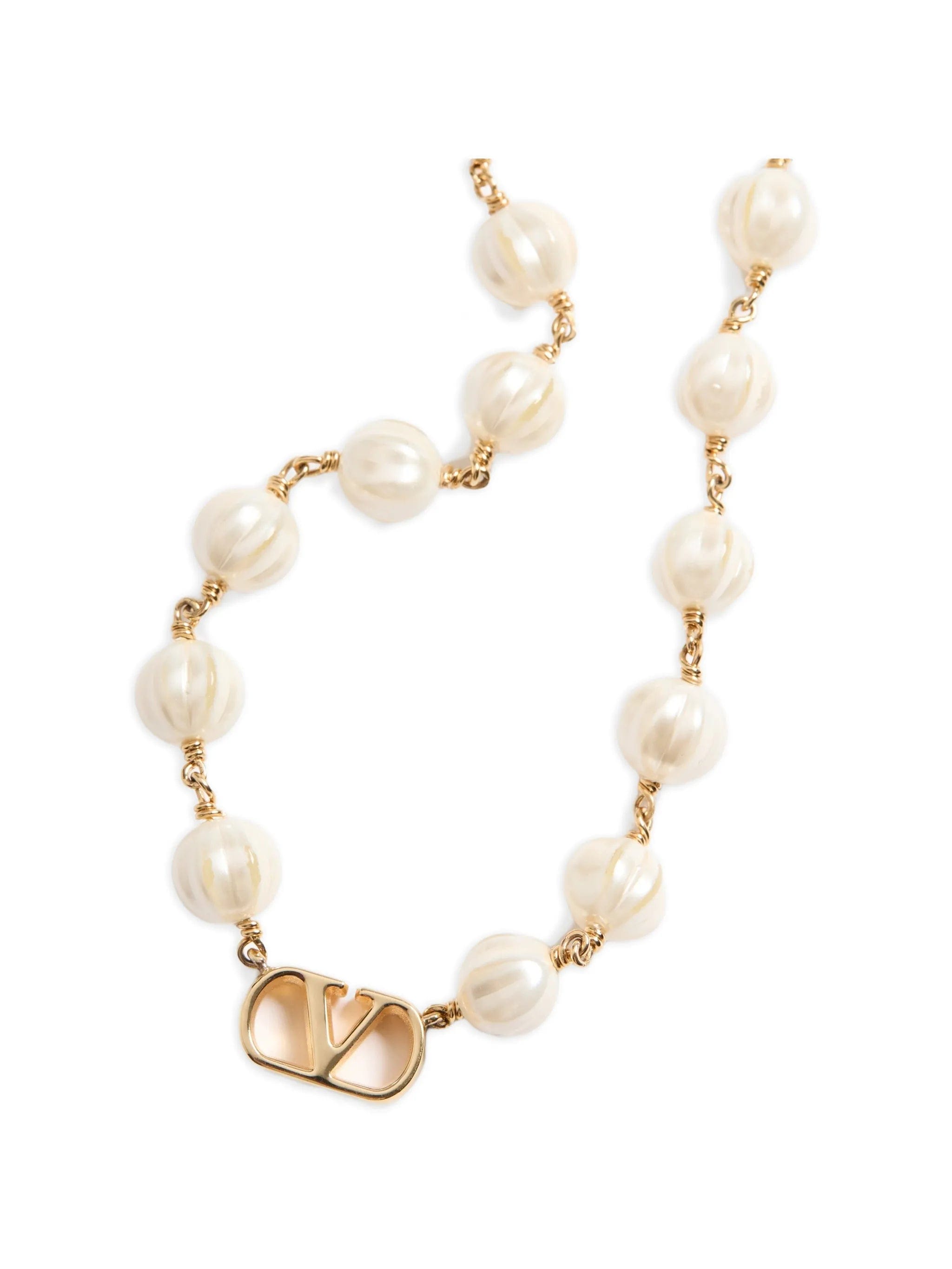 Valentino Garavani Vlogo Signature necklace in metal and glass beads