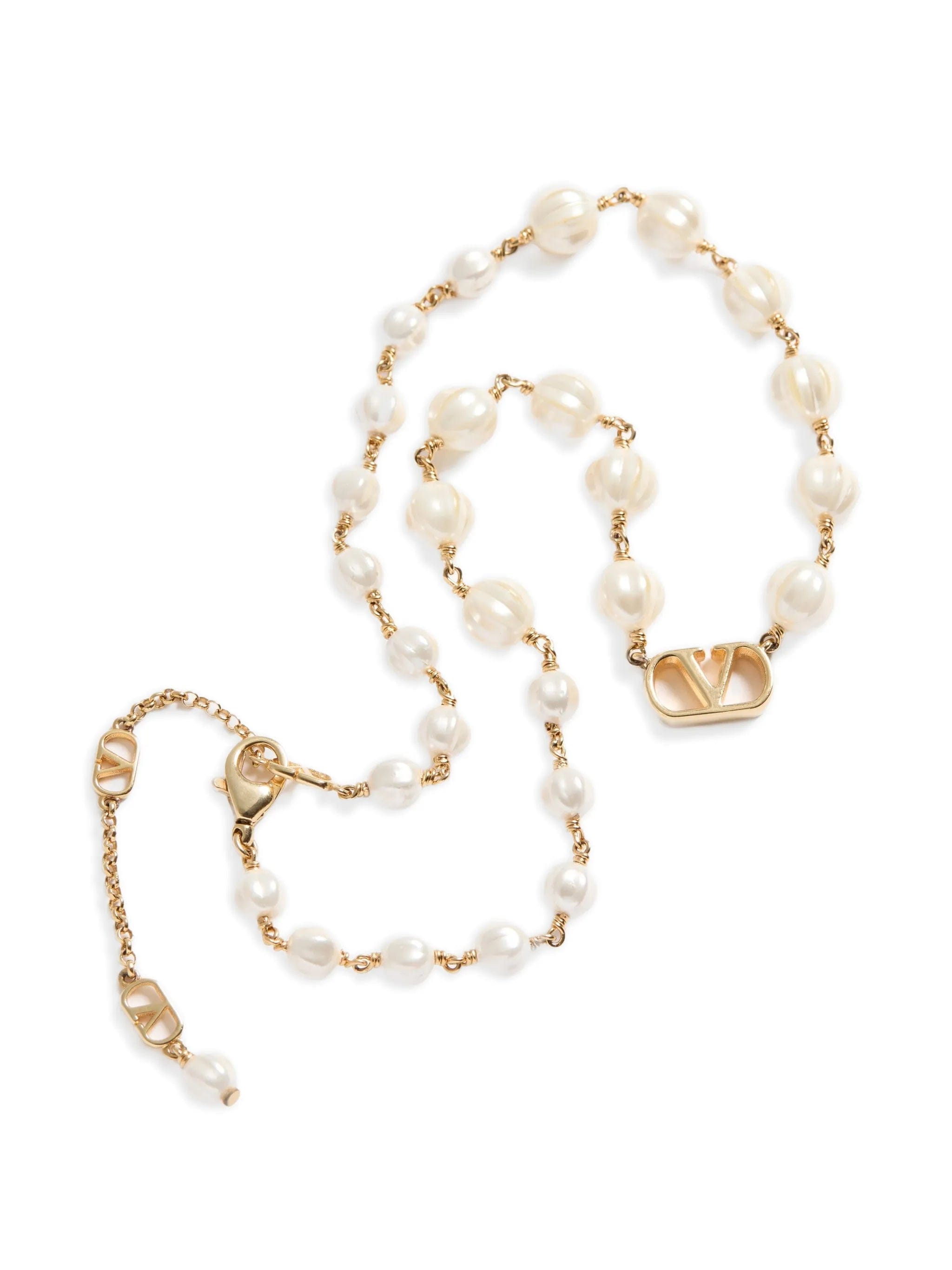 Valentino Garavani Vlogo Signature necklace in metal and glass beads