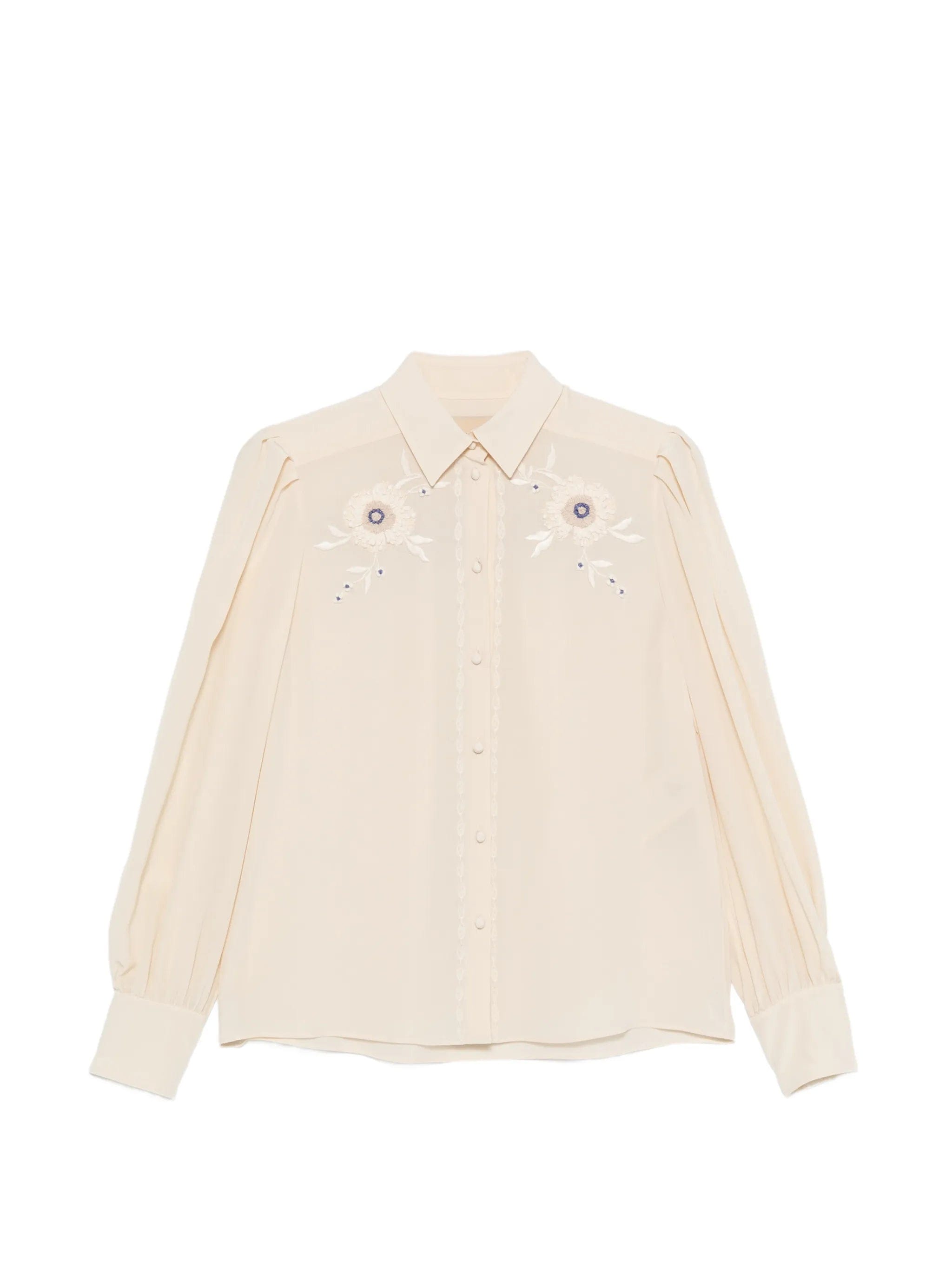 Valentino Garavani floral - embroidered pleated - sleeve blouse