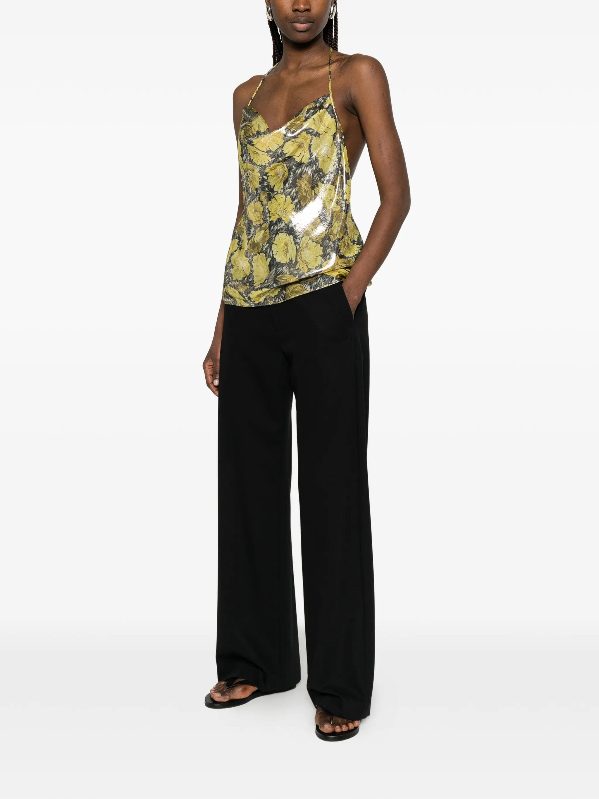 Valentino Garavani floral - print cowl - neck blouse