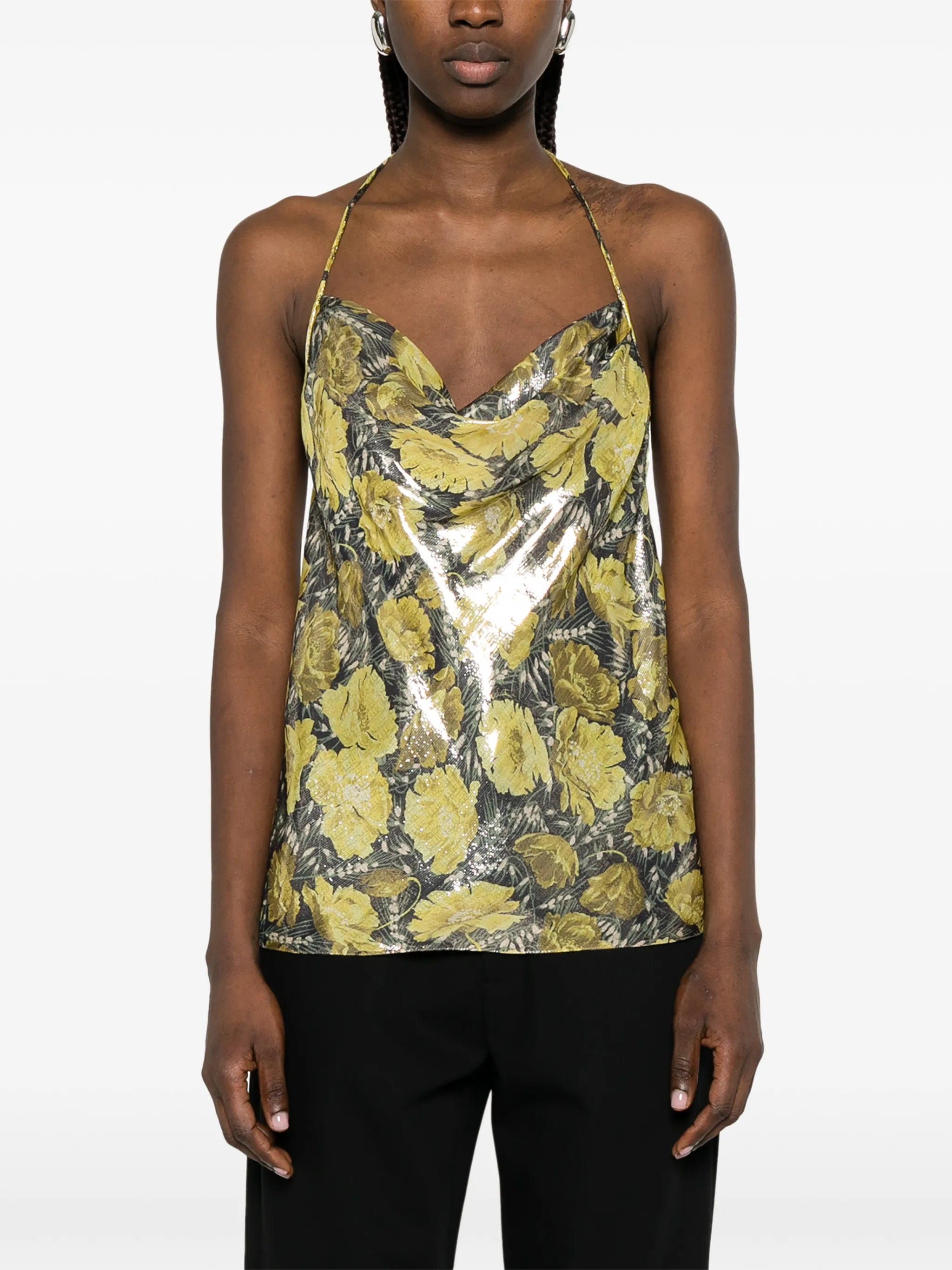 Valentino Garavani floral - print cowl - neck blouse