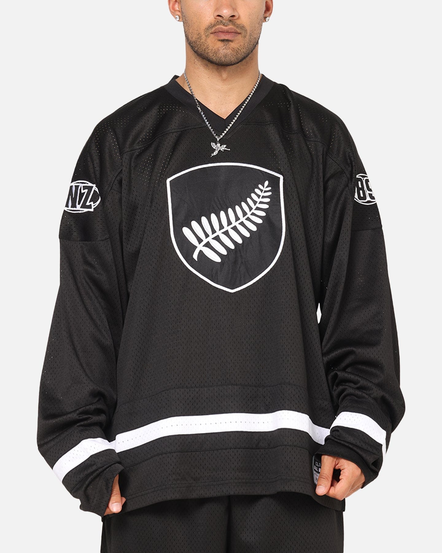 Mitchell & NESS All Blacks Rugby Union Classic Chrome Mesh Jersey Solid Black