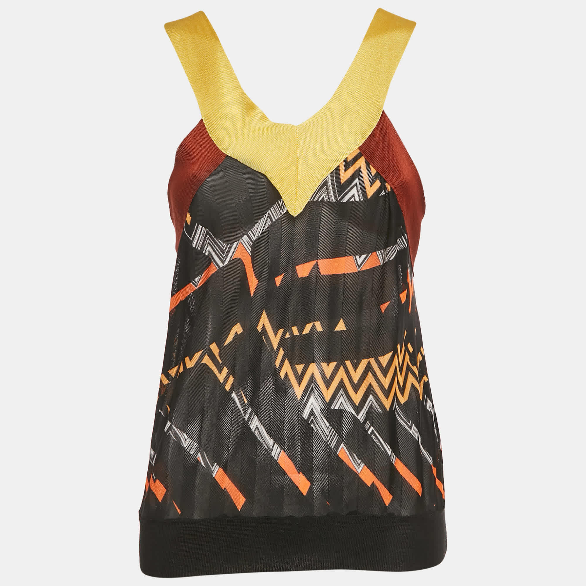 Knit Black Zig Zag Knit Sleeveless Top