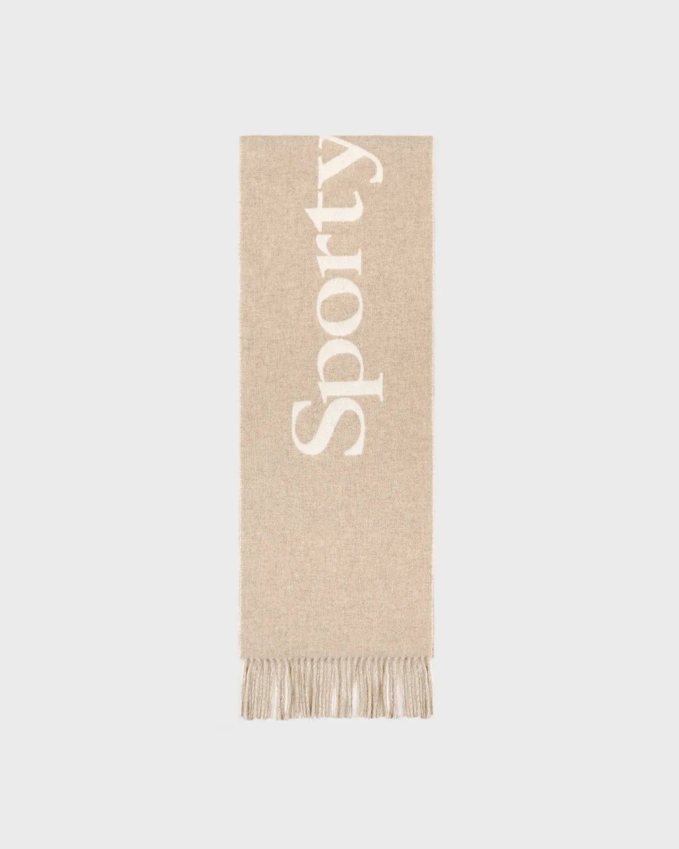 Sporty & Rich Big Serif Wool Scarf in Beige