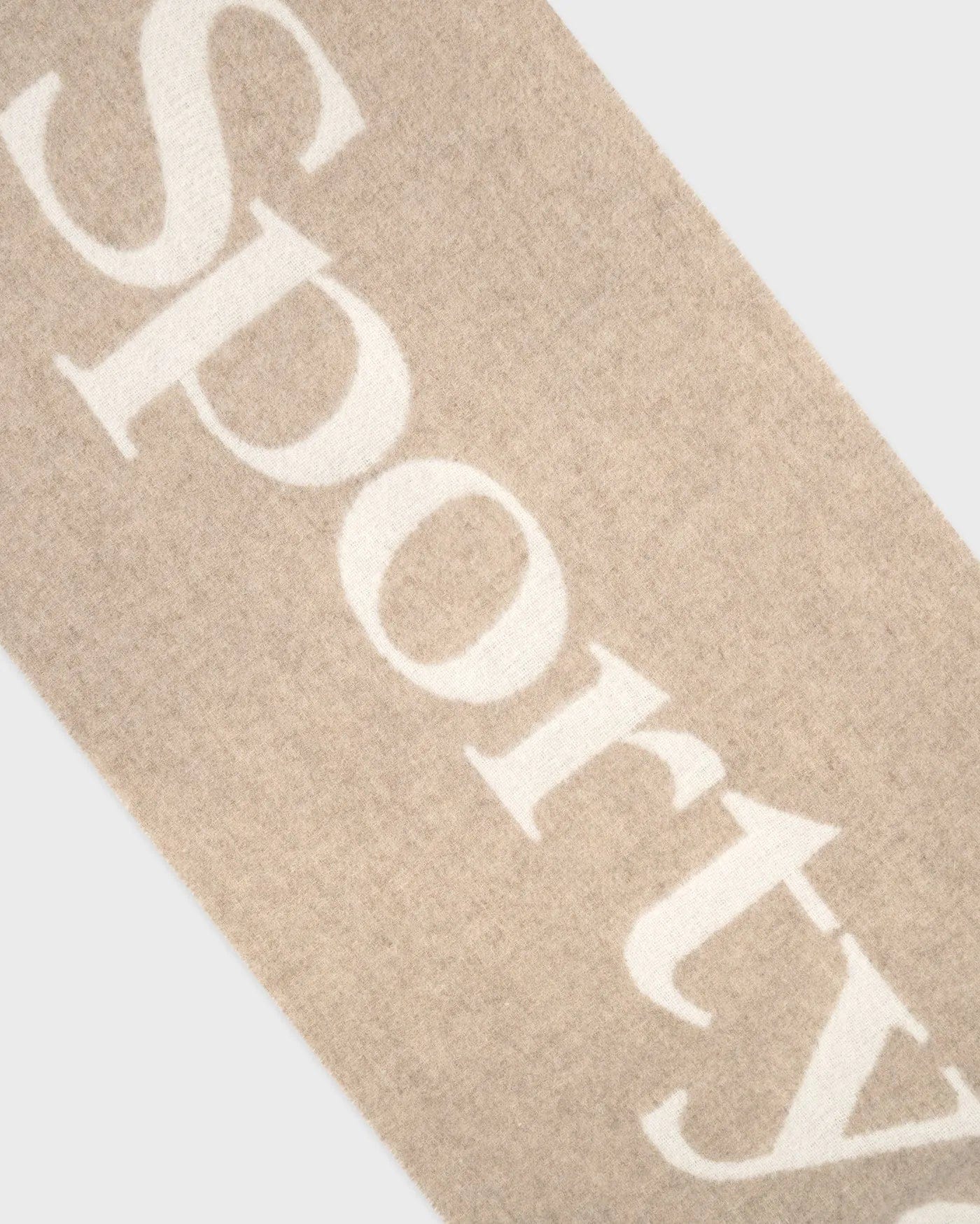 Sporty & Rich Big Serif Wool Scarf in Beige