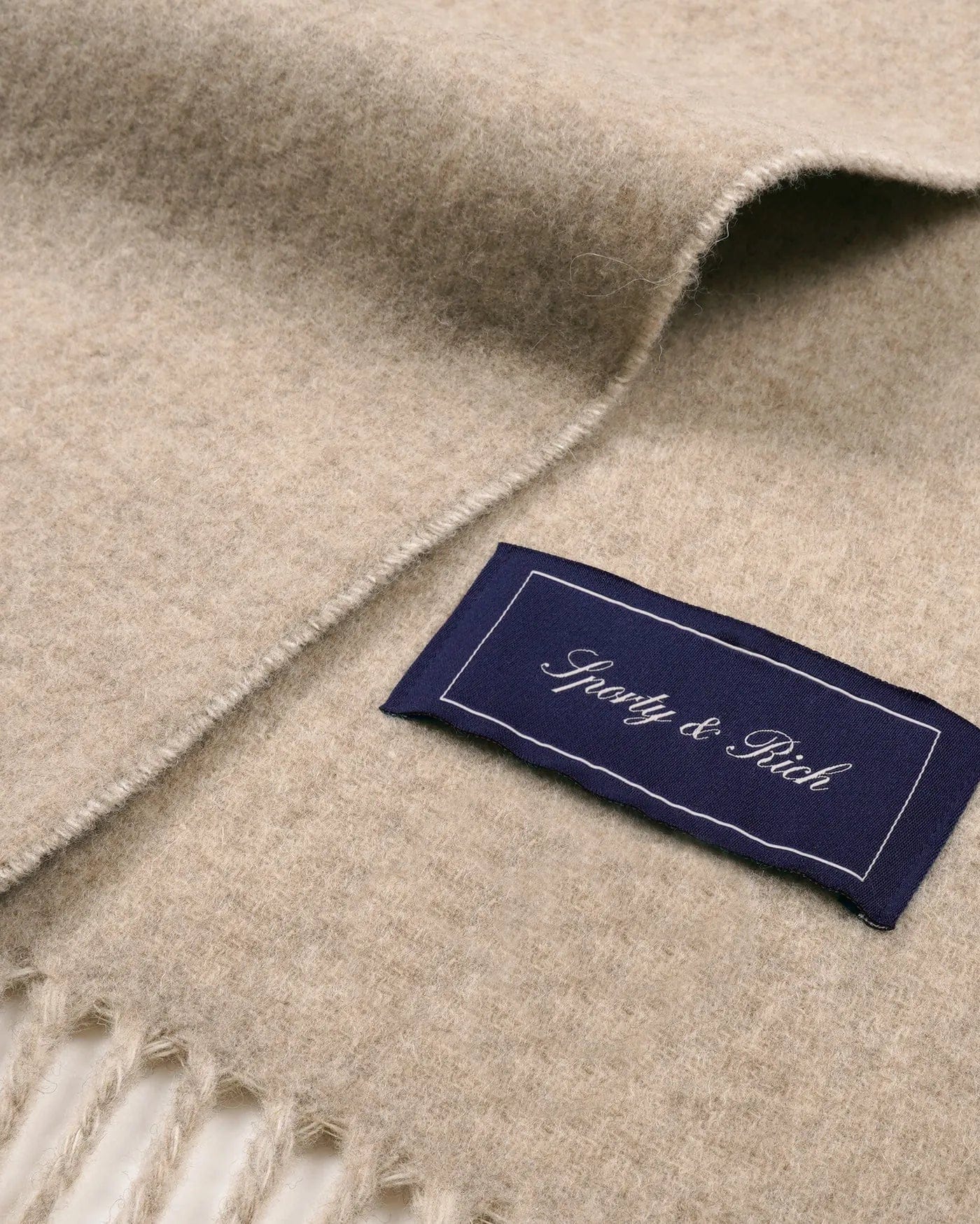 Sporty & Rich Big Serif Wool Scarf in Beige