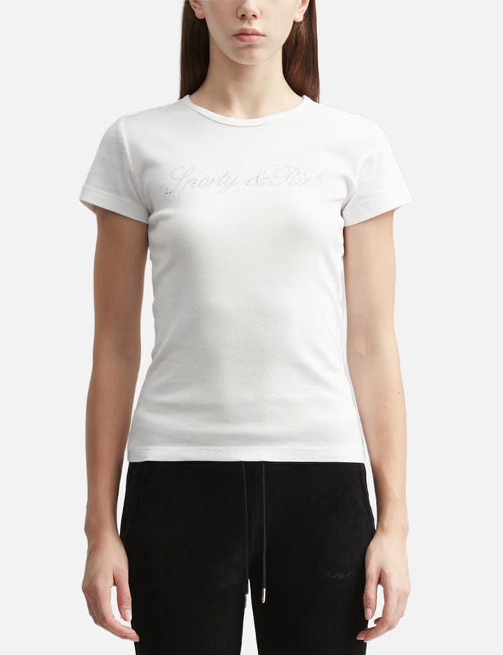 Sporty & Rich Signature Logo Krystal T-Shirt