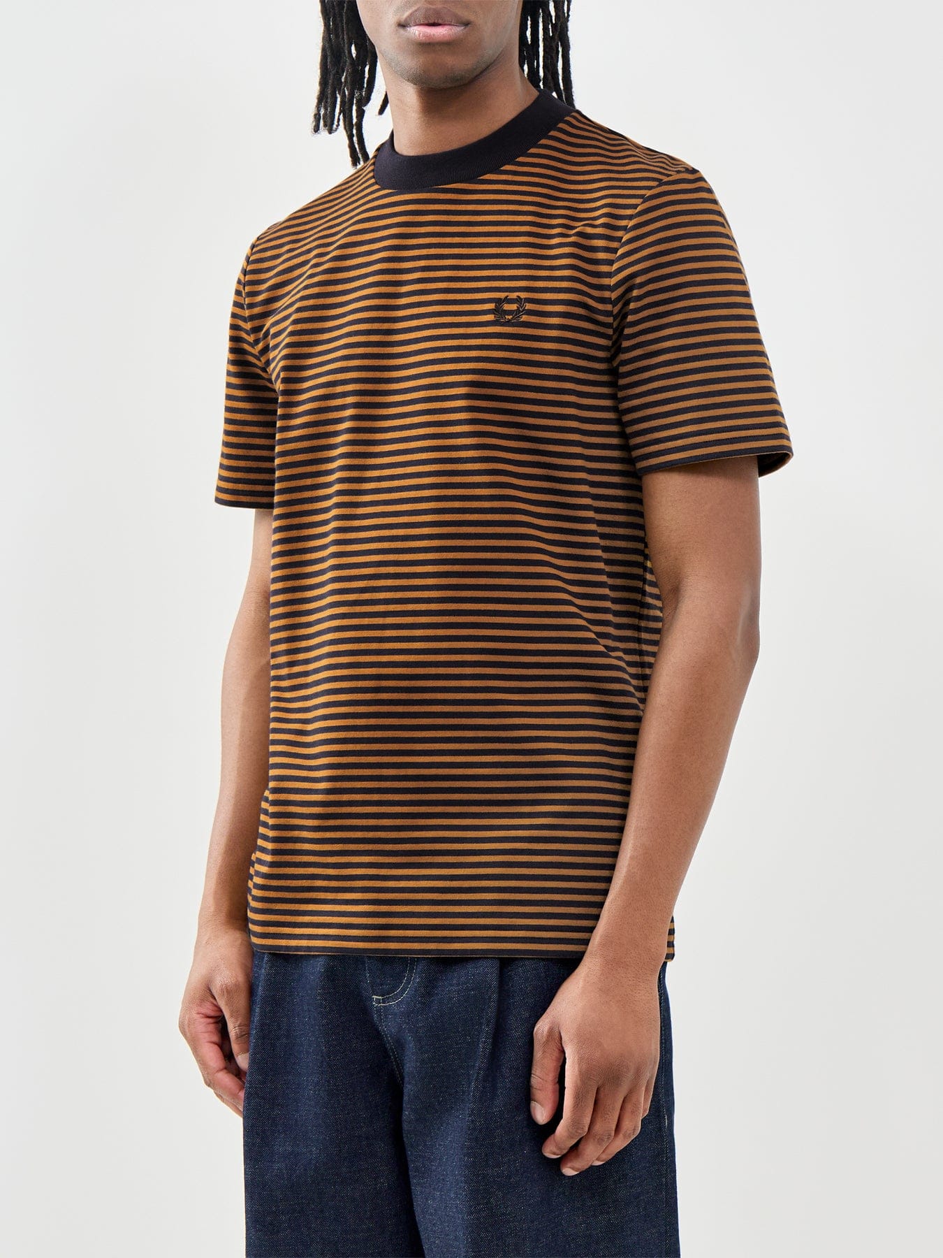 Fred Perry Fine Stripe Heavyweight T - Shirt Multi
