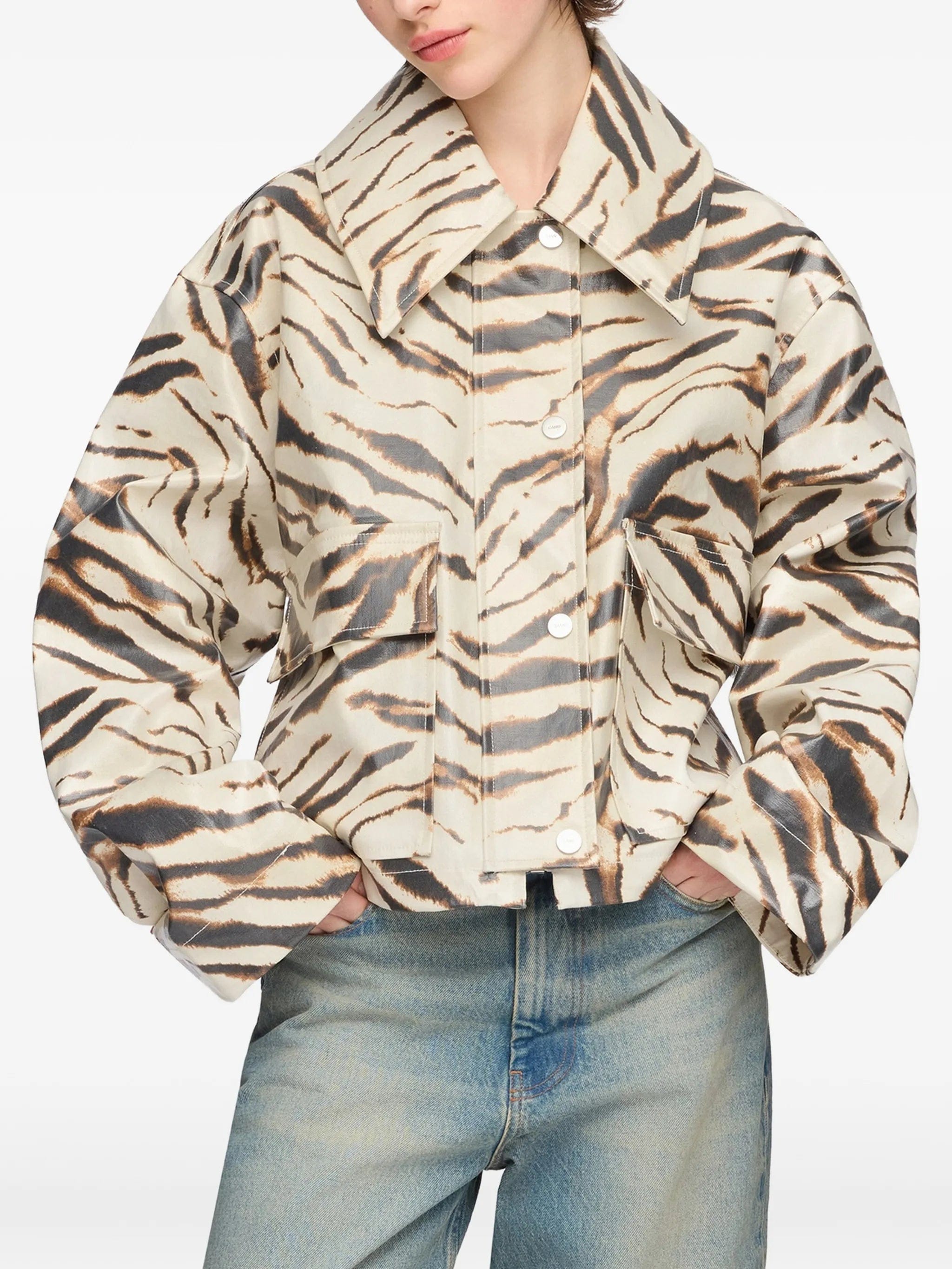 GANNI zebra - print laminated jacket