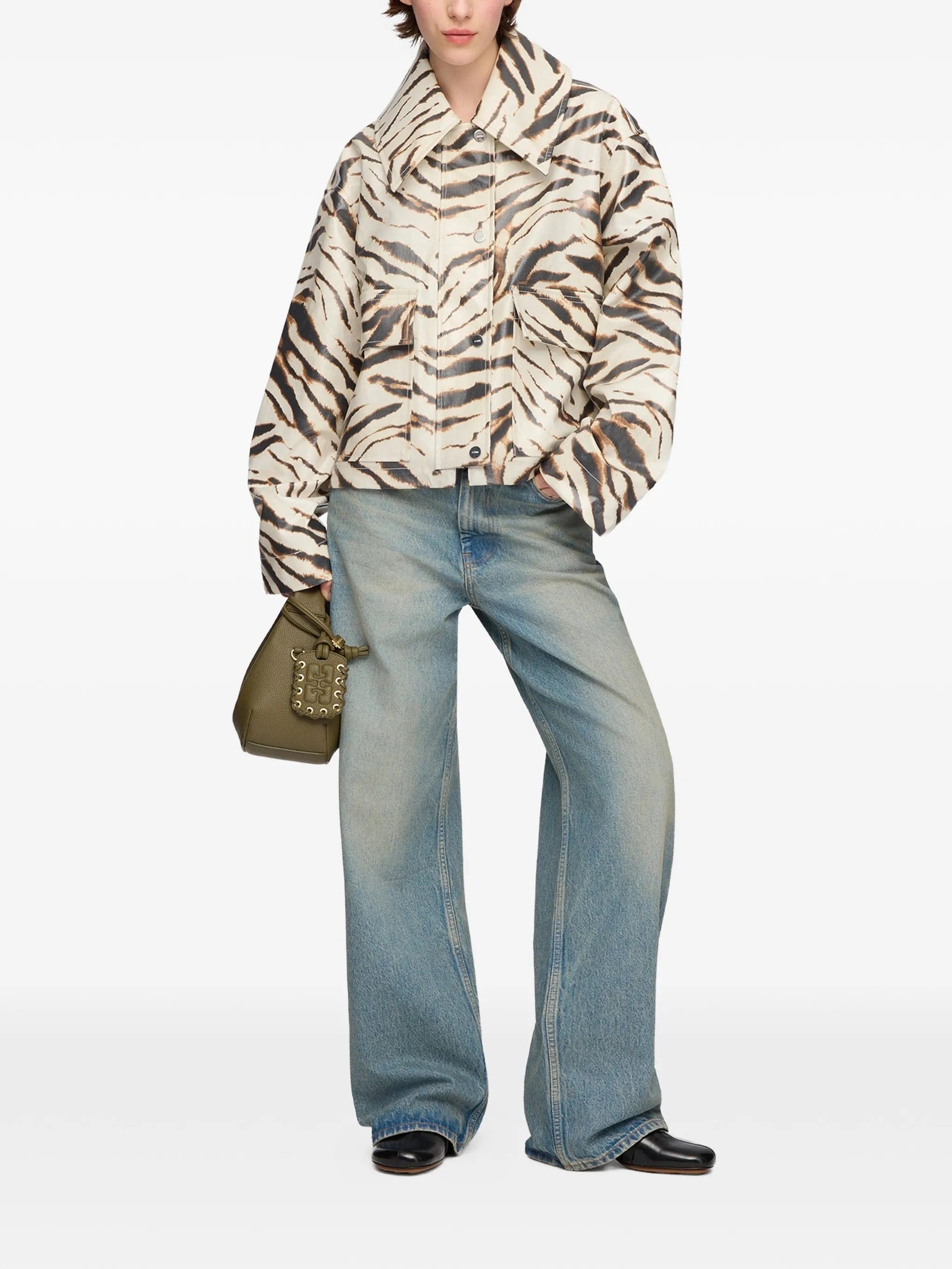 GANNI zebra - print laminated jacket