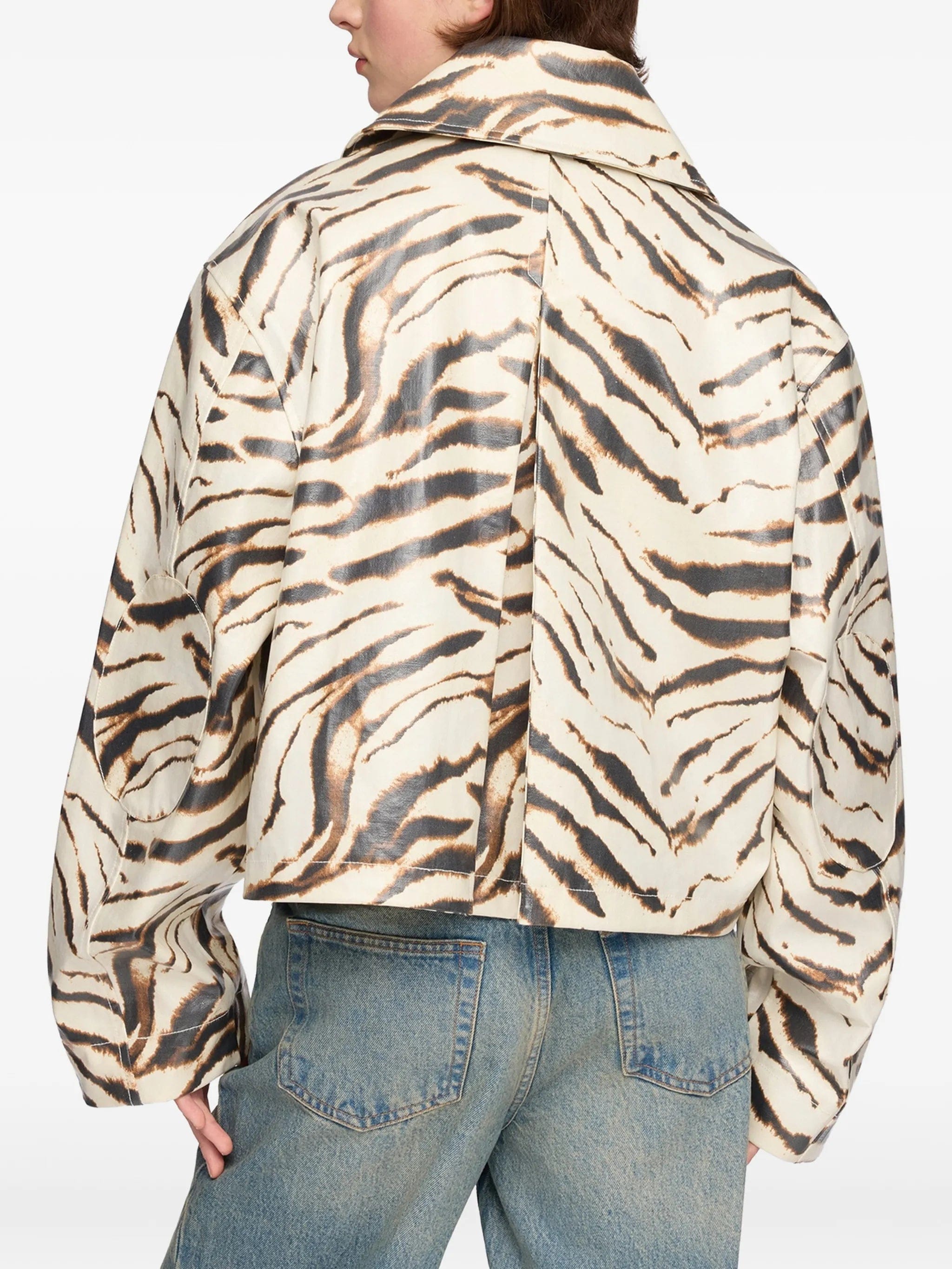 GANNI zebra - print laminated jacket