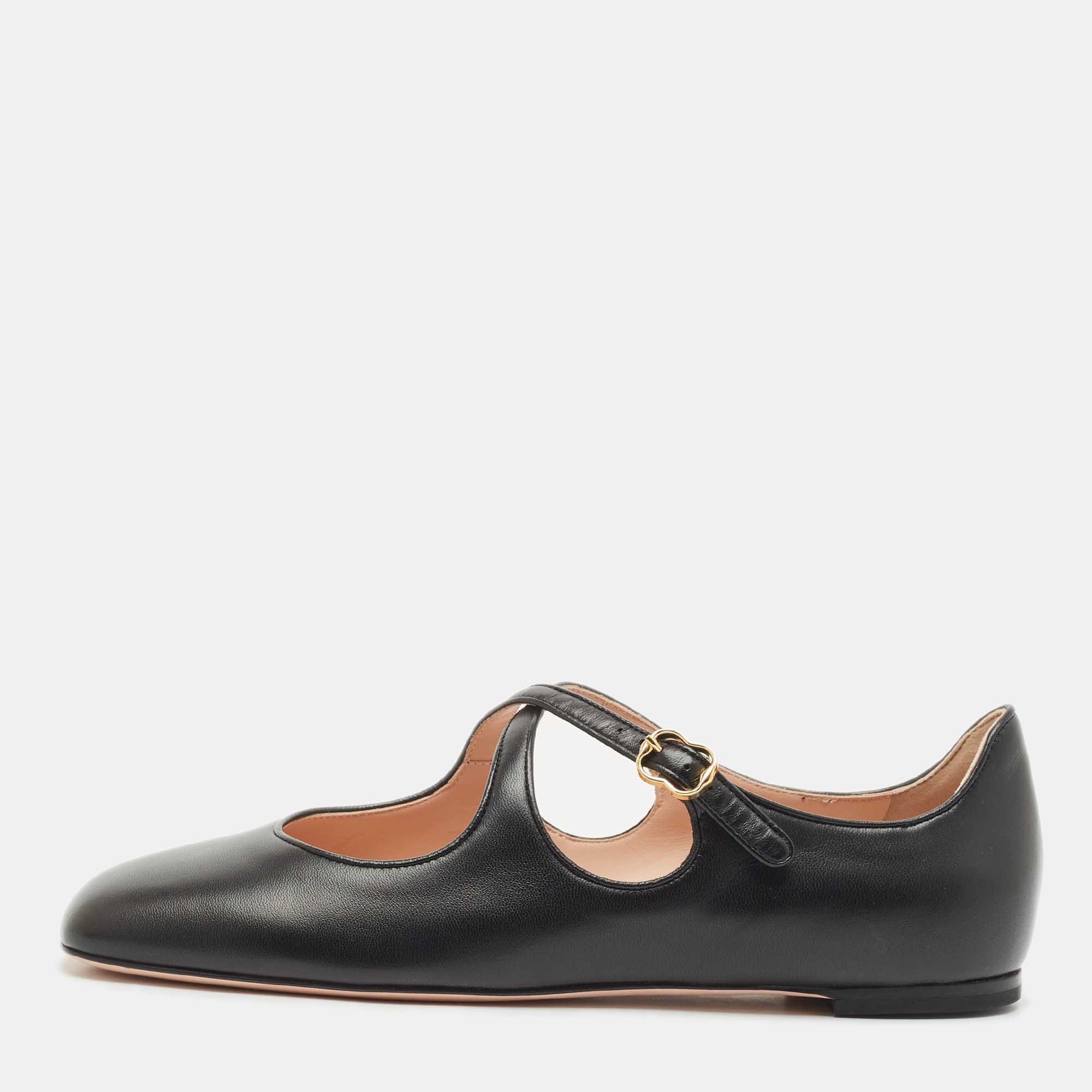 Bally Black Leather Byntia Ballet Flats