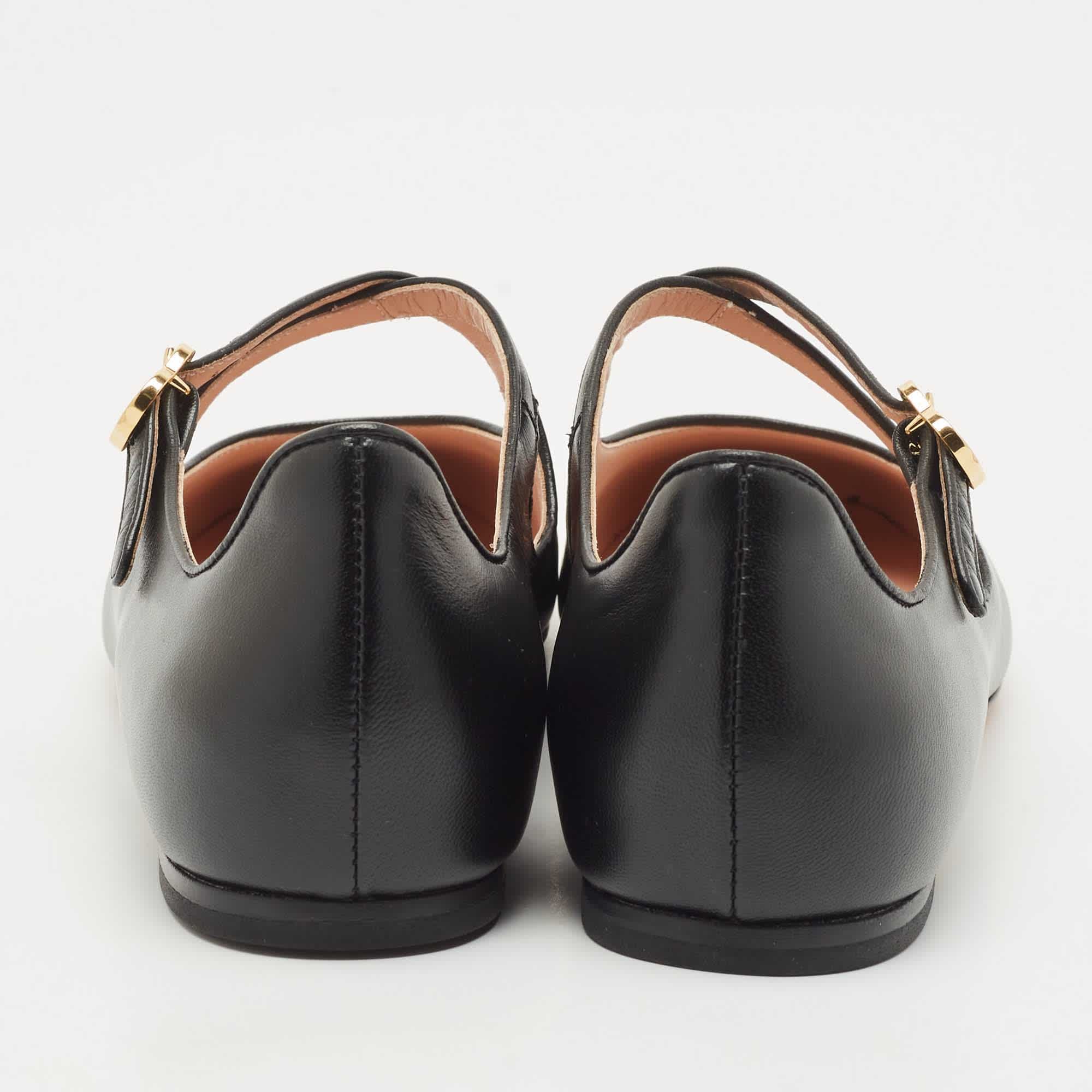Bally Black Leather Byntia Ballet Flats