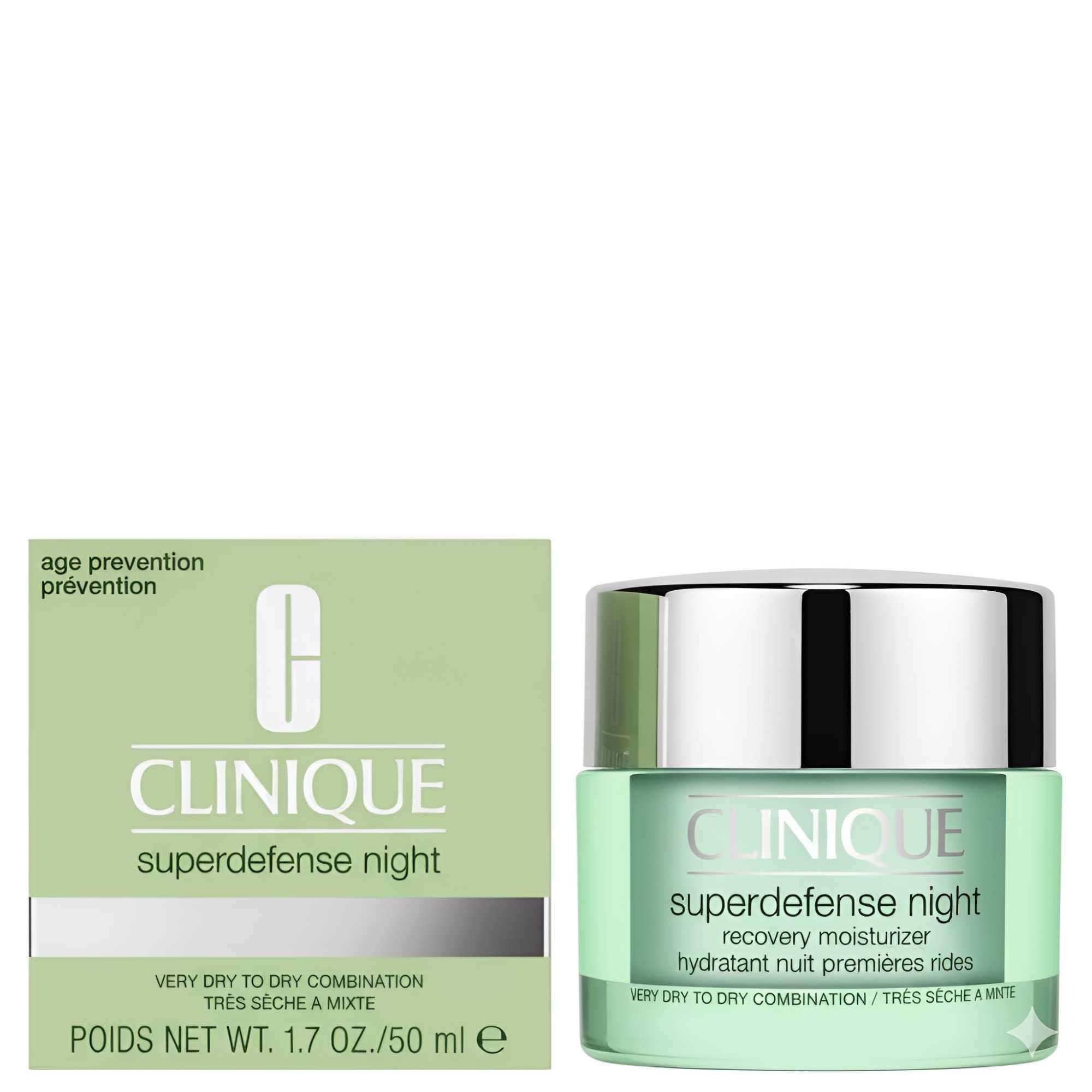 Clinique Superdefense Night Recovery Moisturizer for Very Dry to Dry Combination Skin 50 ml / 1.7 fl.oz.