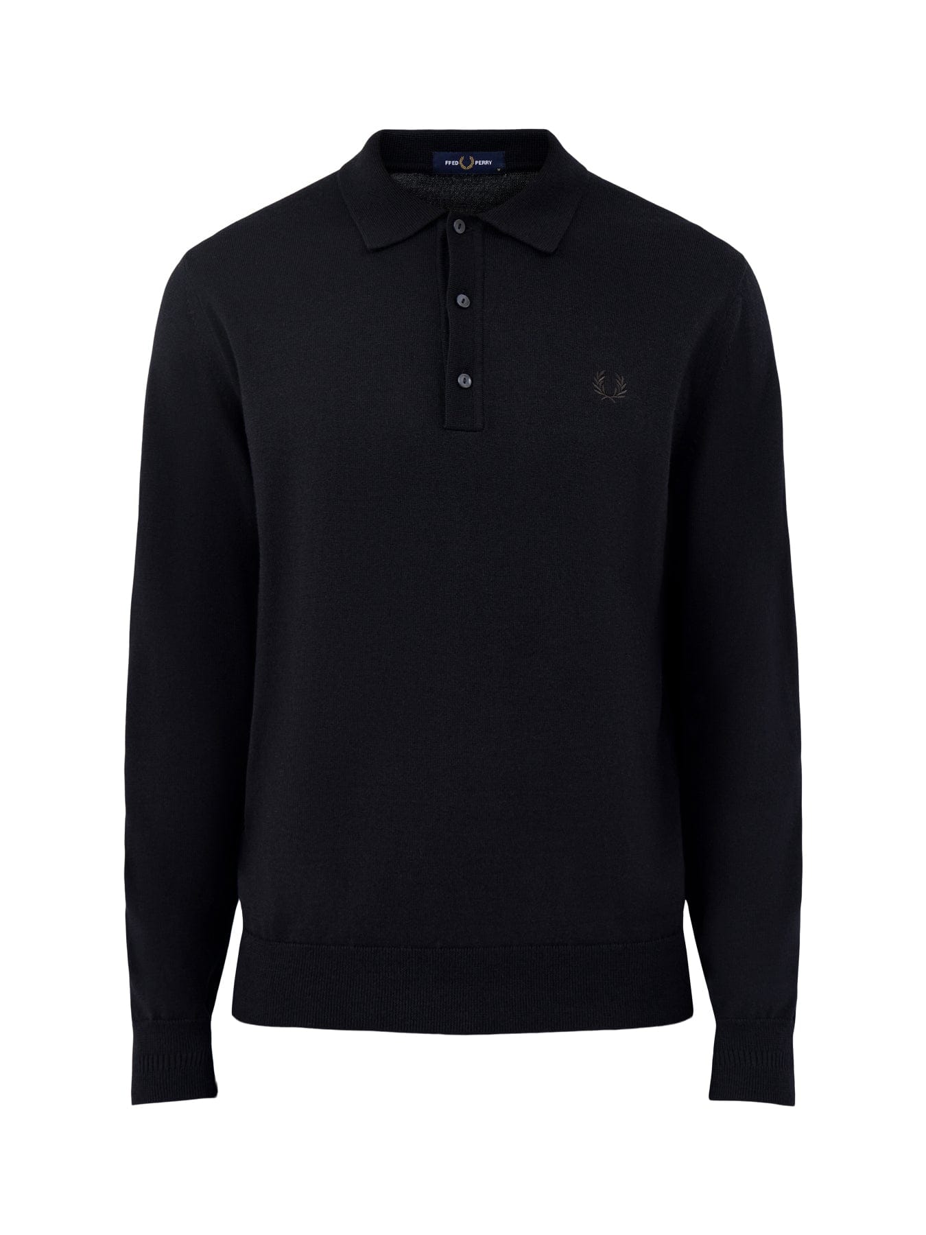 Fred Perry Classic Knitted Long Sleeve Polo Shirt Navy