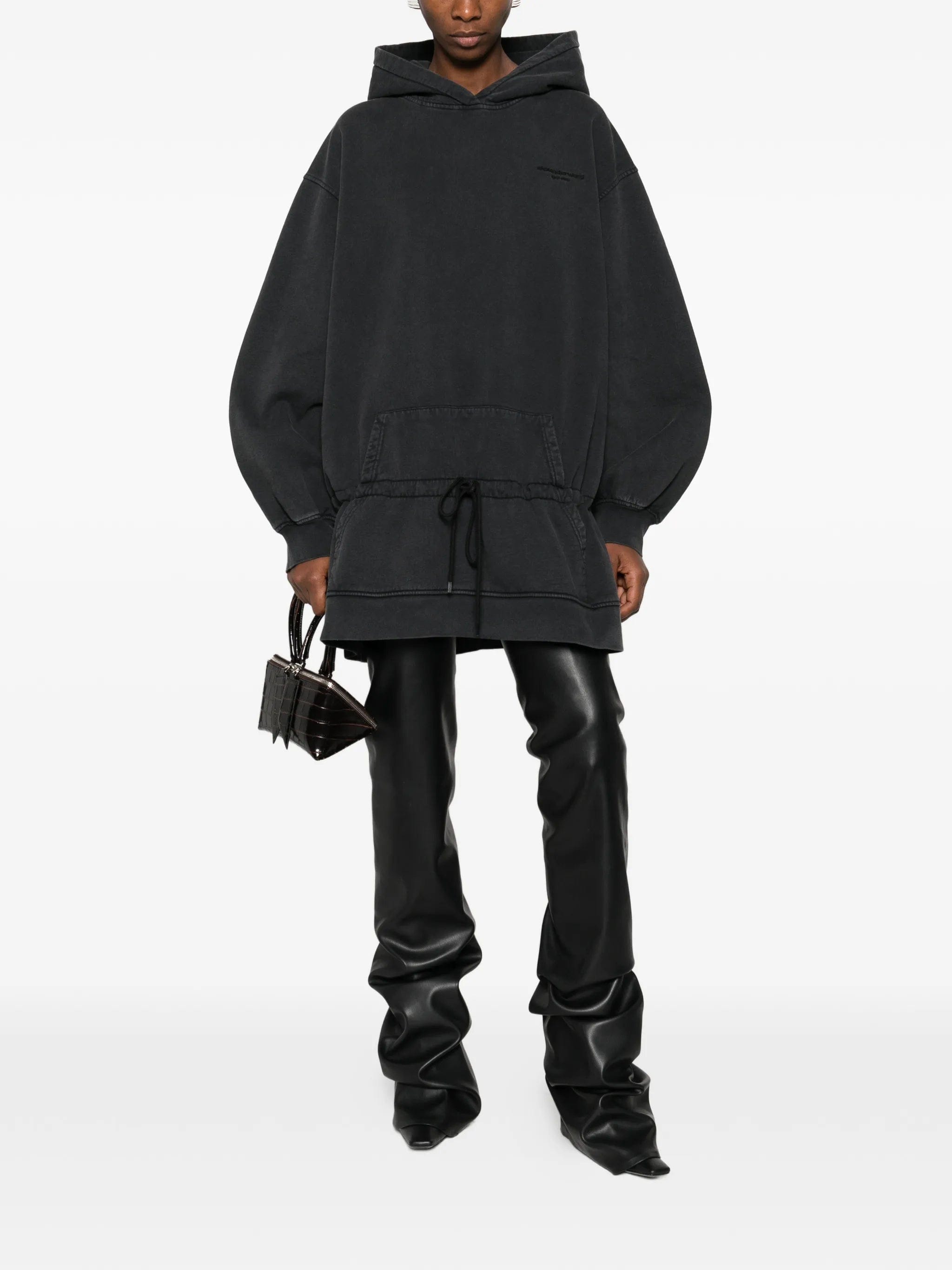 Alexander Wang dropped - waist hoodie mini dress