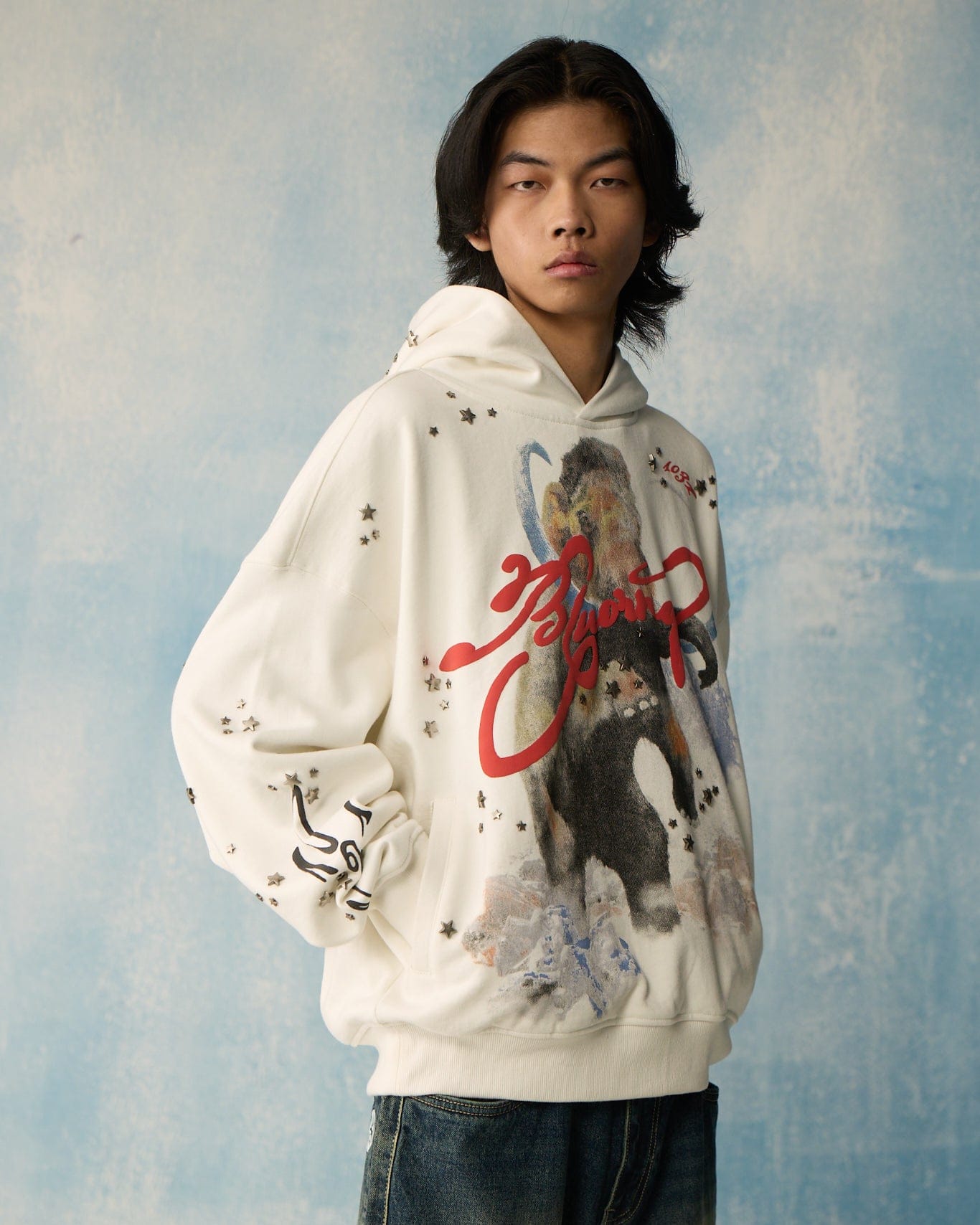 White Star Studded Hoodie