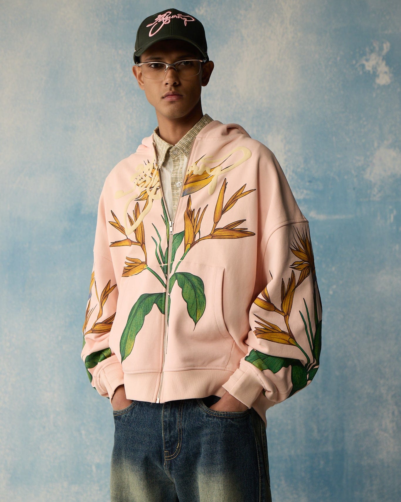 Paradise Pink Birds Of Paradise Zipper Hoodie