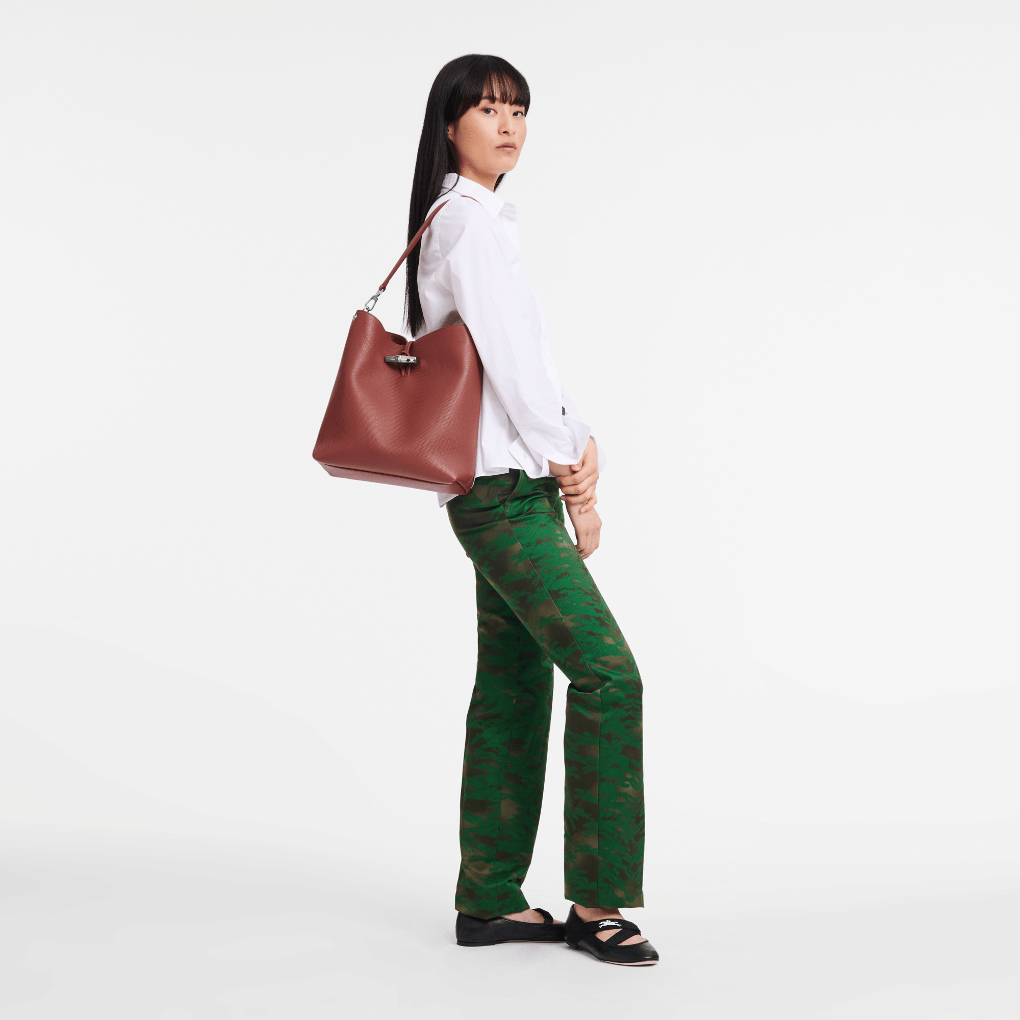 Long Champ Longchamp Le Roseau M Shoulder bag Chestnut