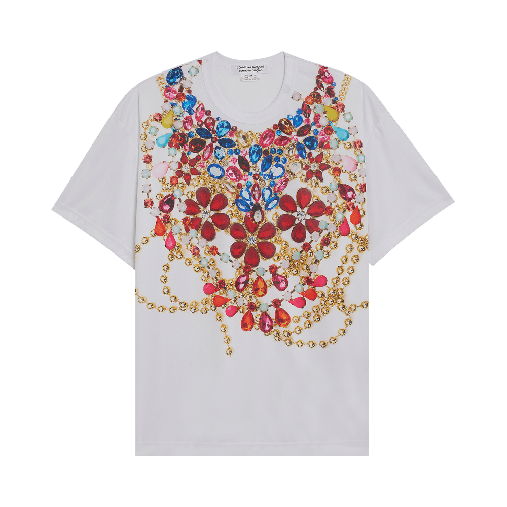 Comme des Garçons Polyester Smooth Print T-Shirt White/C Pattern