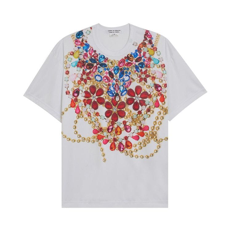 Comme des Garçons Polyester Smooth Print T-Shirt White/C Pattern