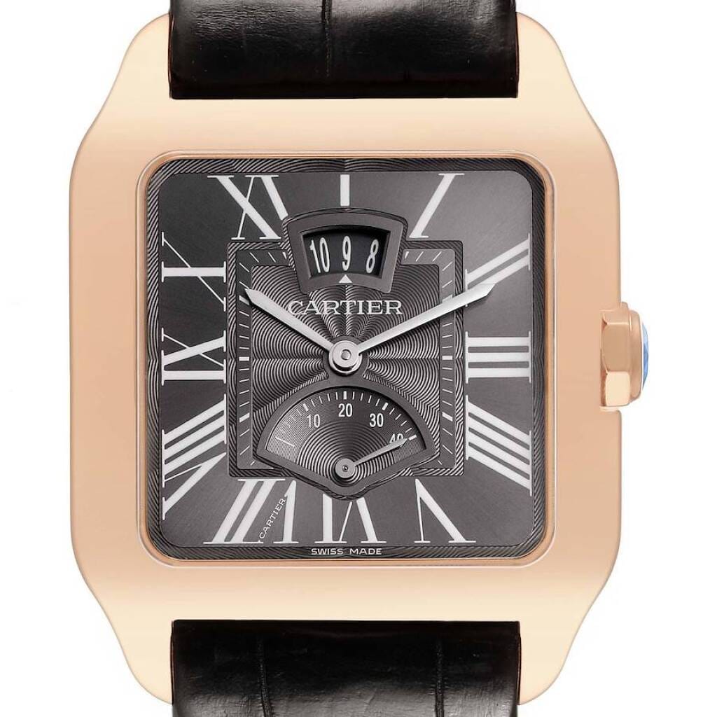 Santos-Dumont (Reference W2020068). A 47.4mm rose gold manual wind wristwatch with date and power reserve. 2018