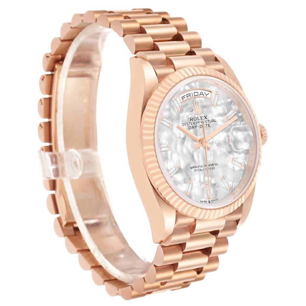 President Day-Date (Reference 128235). A 36mm rose gold diamond-set automatic wristwatch with date and day. 2024