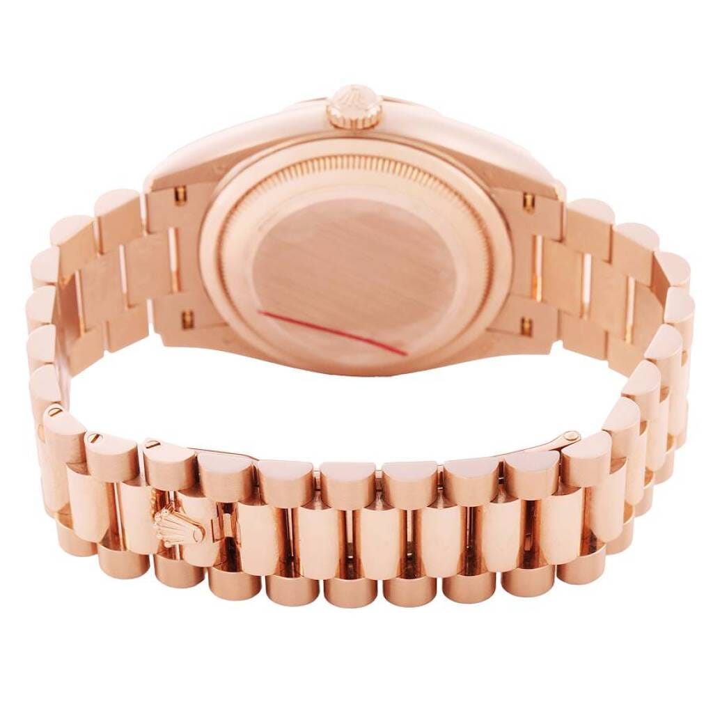 President Day-Date (Reference 128235). A 36mm rose gold diamond-set automatic wristwatch with date and day. 2024