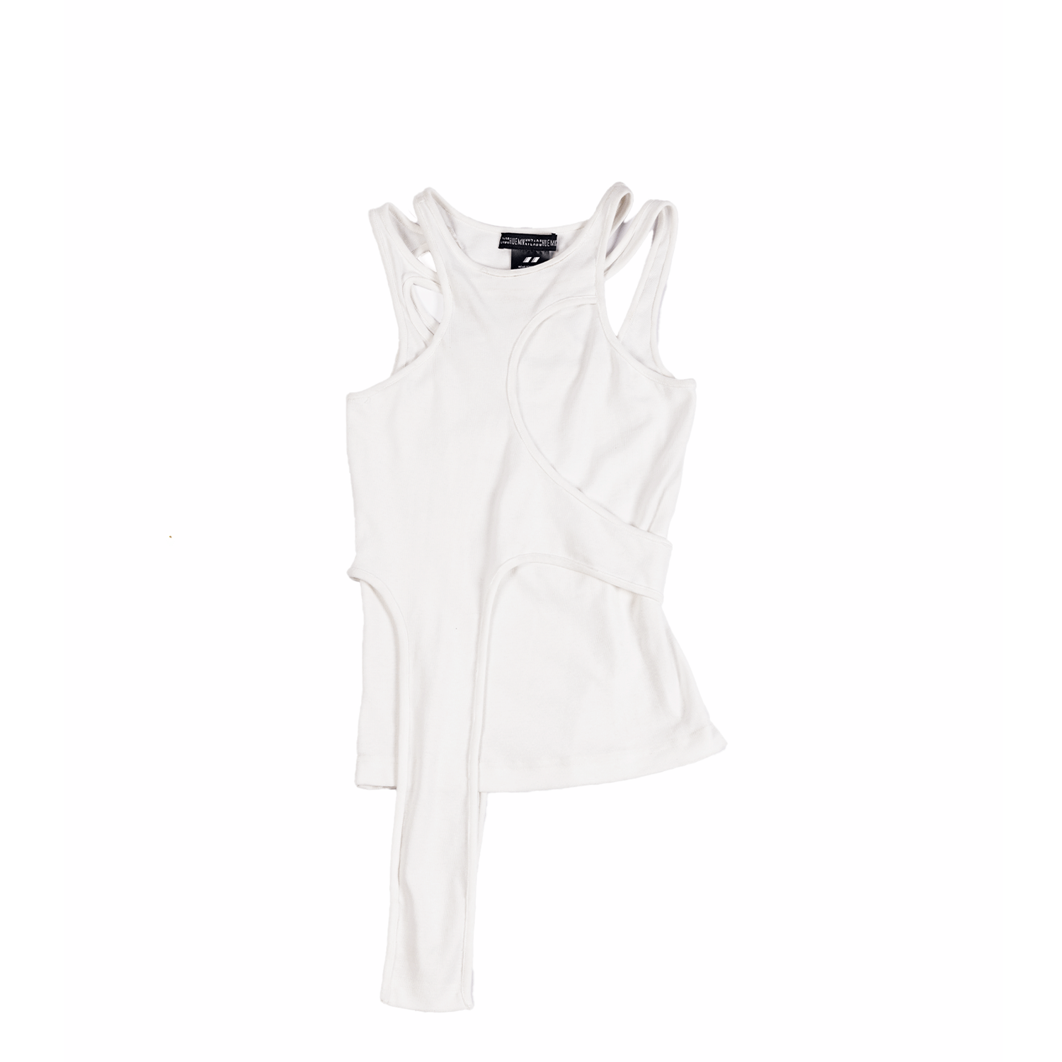 WHITE* Tank top with layered panels (White)