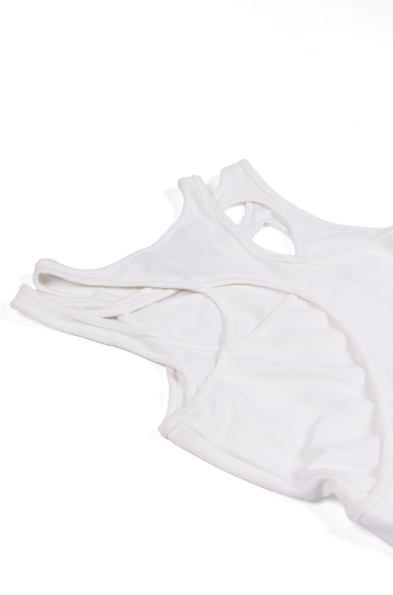 WHITE* Tank top with layered panels (White)