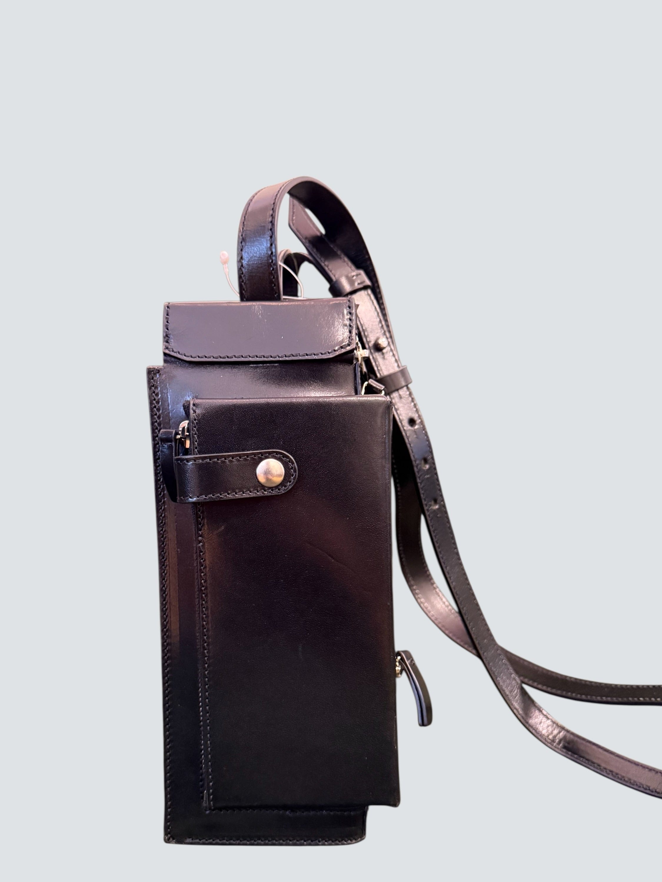 Merryl Tielman Black Leather Asymmetrical Shoulder Bag