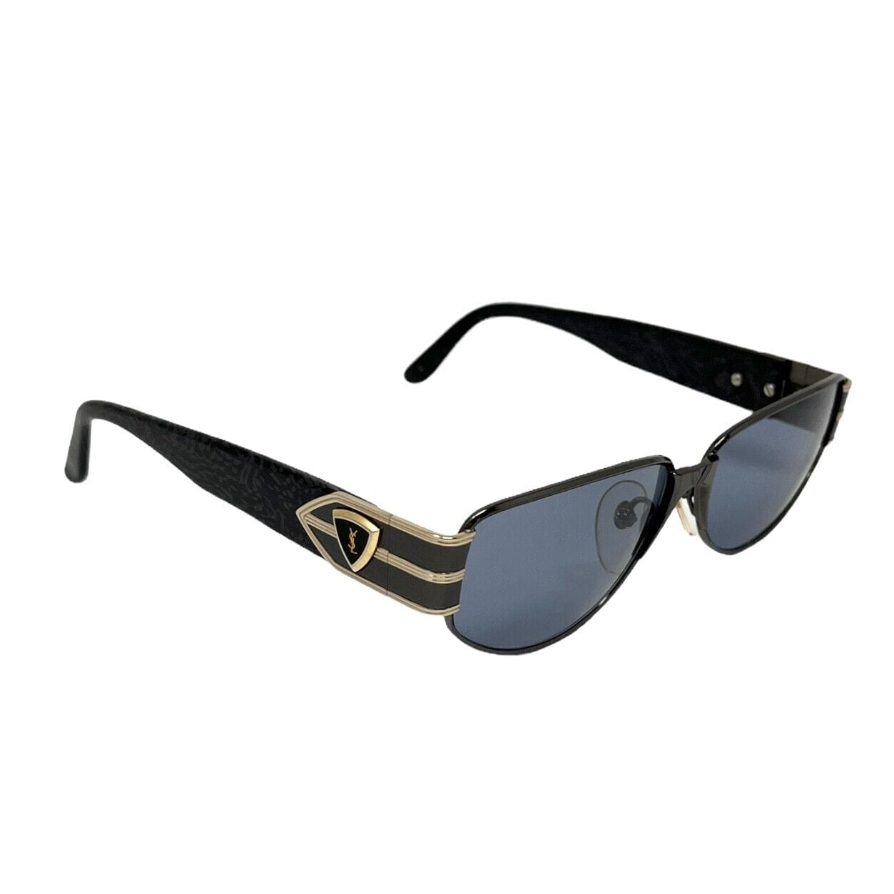 Luxury Promise Japan Yves Saint Laurent Vintage YSL Initial Logo Sunglass Shades Plastic Blue RankAB
