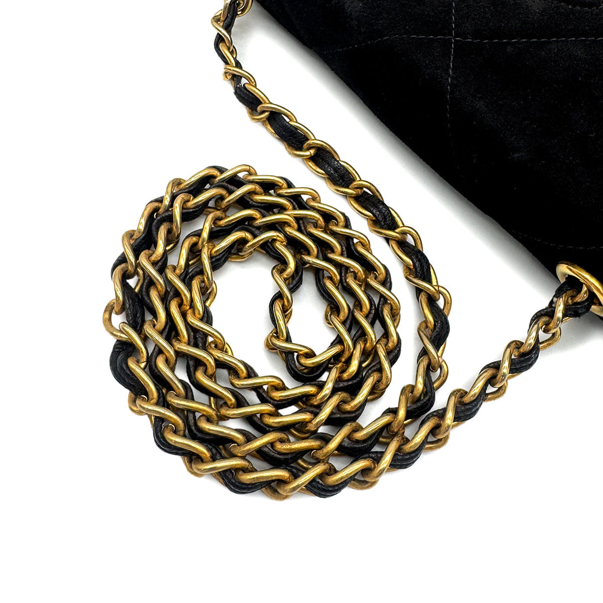 Luxury Promise Japan VINTAGE CHANEL MATELASSE CHAIN SHOULDER BAG BALCK SUEDE GOLD HARDWARE 90324286