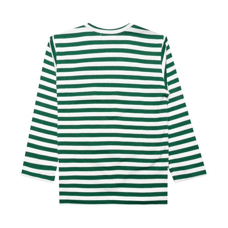 Comme des Garçons PLAY Kids Striped Heart Logo Long-Sleeve T-Shirt Green/White