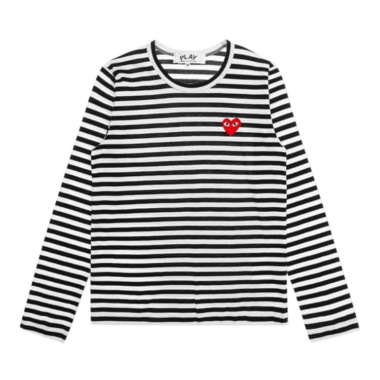 Comme Des Garçons Play Striped Heart Long-Sleeve T-Shirt Black/White