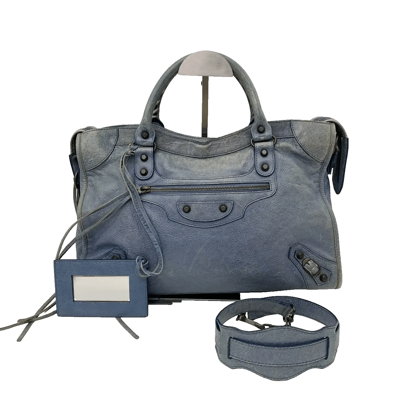 True To Sole Balenciaga 115748 City 2Way Blue Shoulder Bag