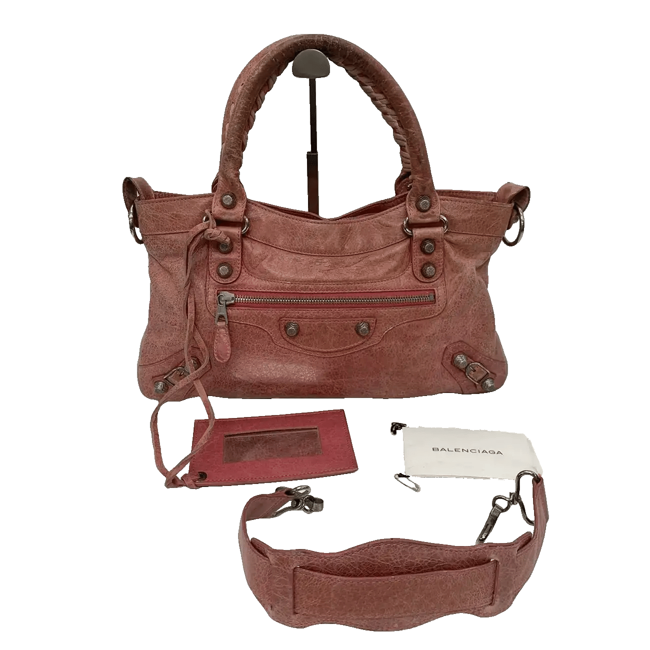 True To Sole Balenciaga Pink 240577 Giant First 2Way with Mirror Shoulder Bag