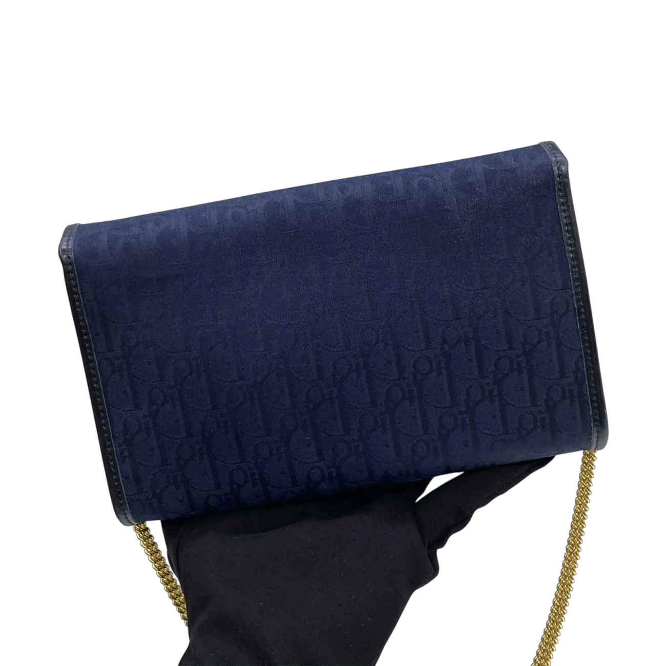 True To Sole Dior Blue/Black Canvas Vintage Honeycomb Mini Chain Shoulder Bag