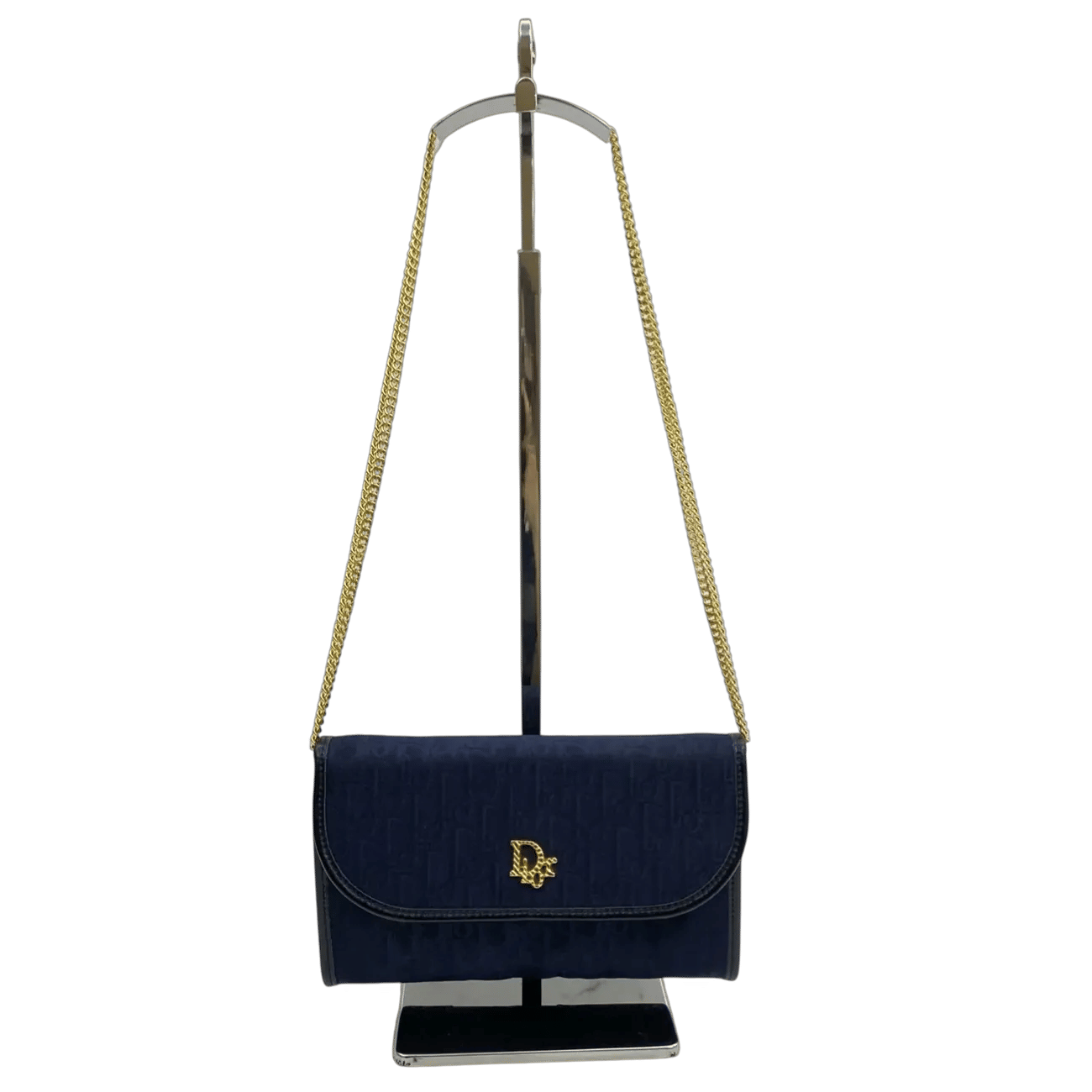 True To Sole Dior Blue/Black Canvas Vintage Honeycomb Mini Chain Shoulder Bag