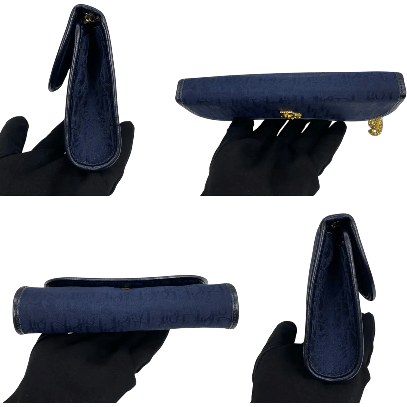 True To Sole Dior Blue/Black Canvas Vintage Honeycomb Mini Chain Shoulder Bag