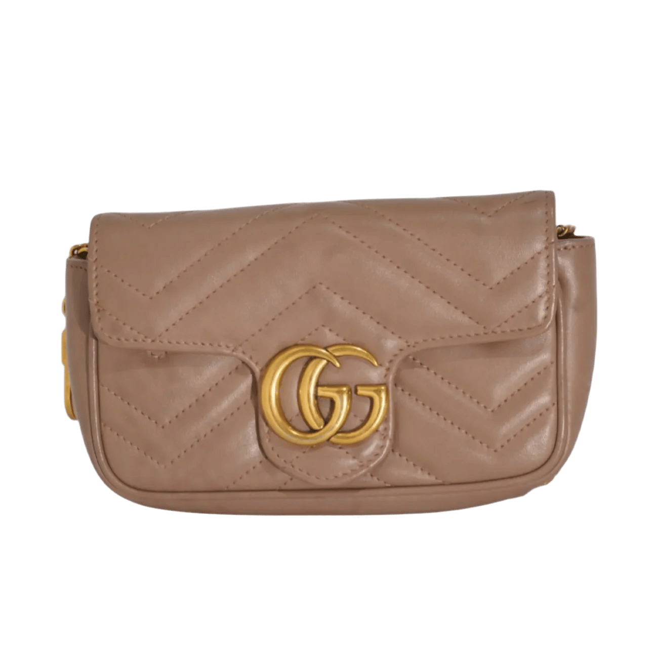 True To Sole Gucci 476433 GG Marmont Super Mini Chain Shoulder Bag - Beige